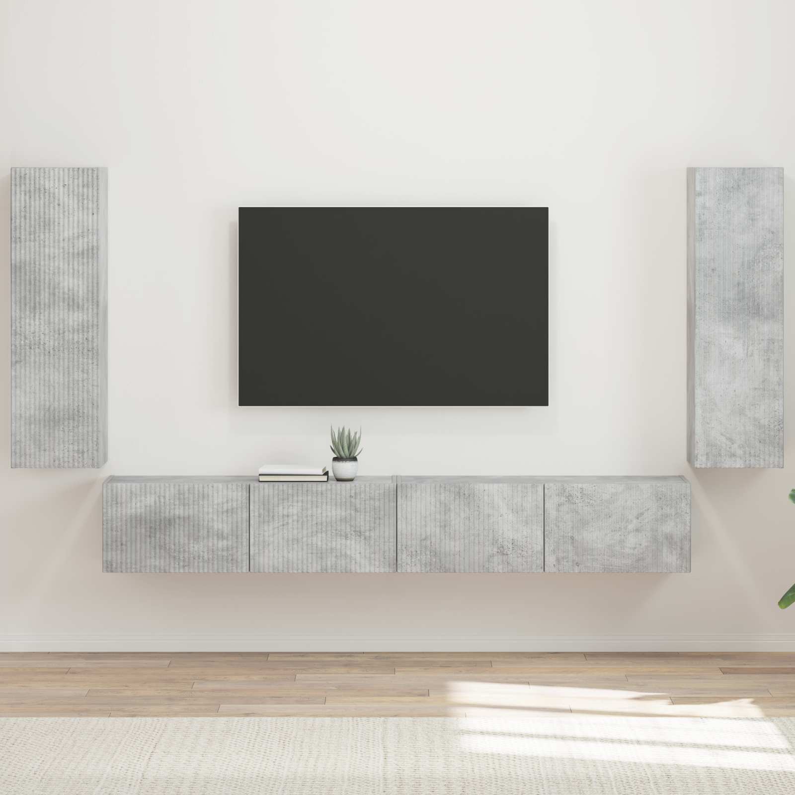 Set zidnog ormarića za TV 4 pcs Betonski sivi Konstruirano drvo