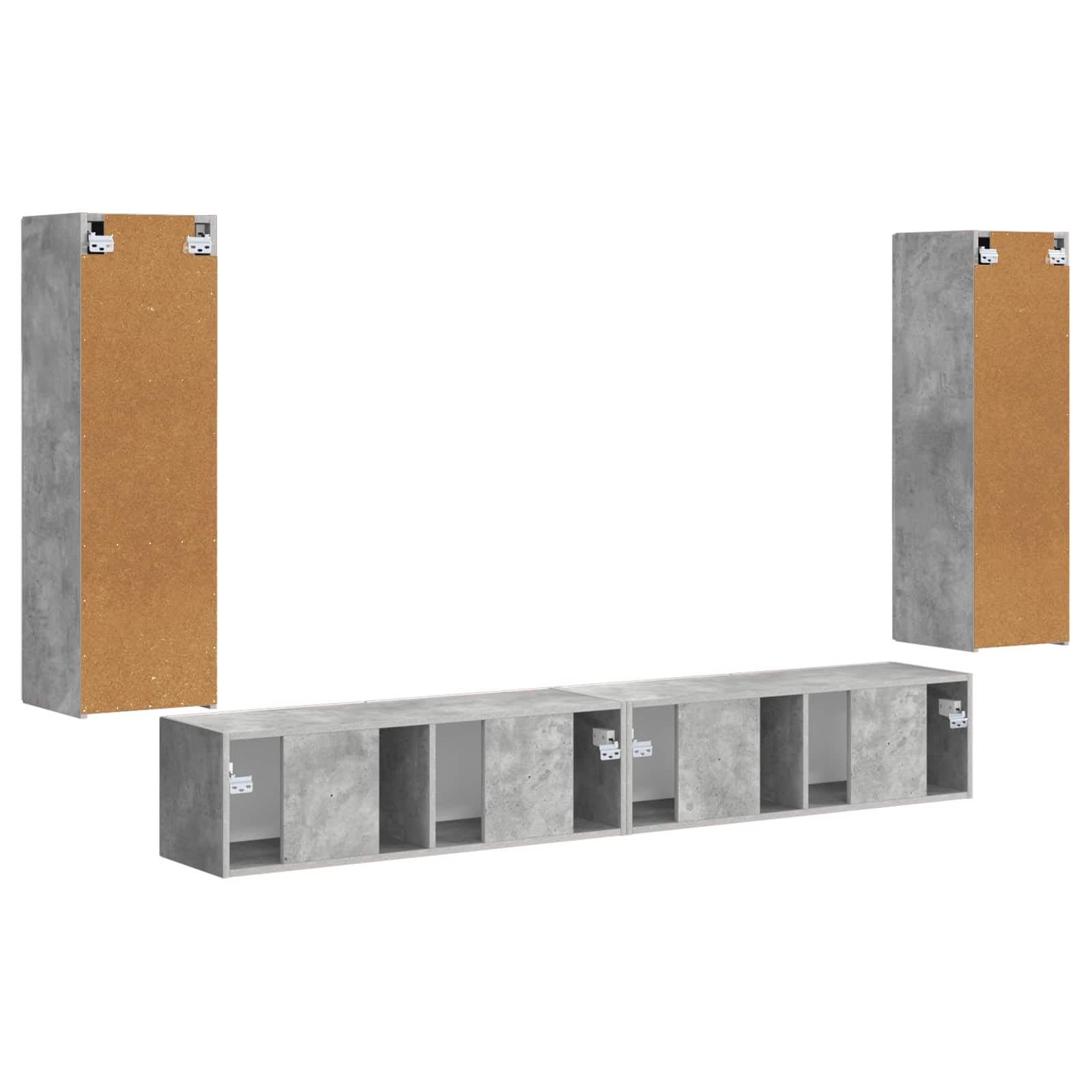 Set zidnog ormarića za TV 4 pcs Betonski sivi Konstruirano drvo