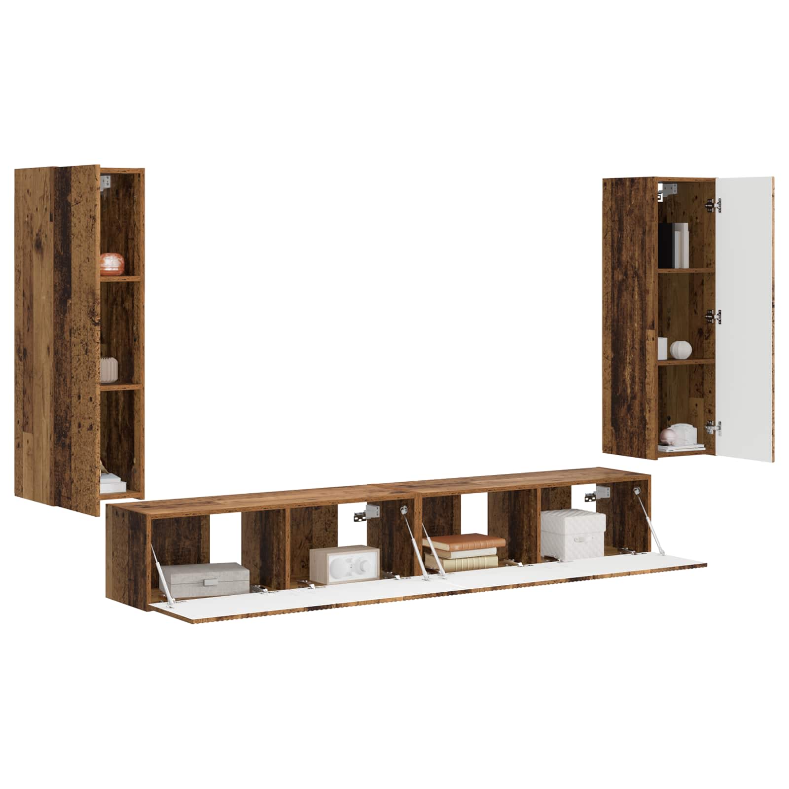 Set zidnog ormarića za TV 4 pcs 29,5 x 31 x 100 cm Staro drvo