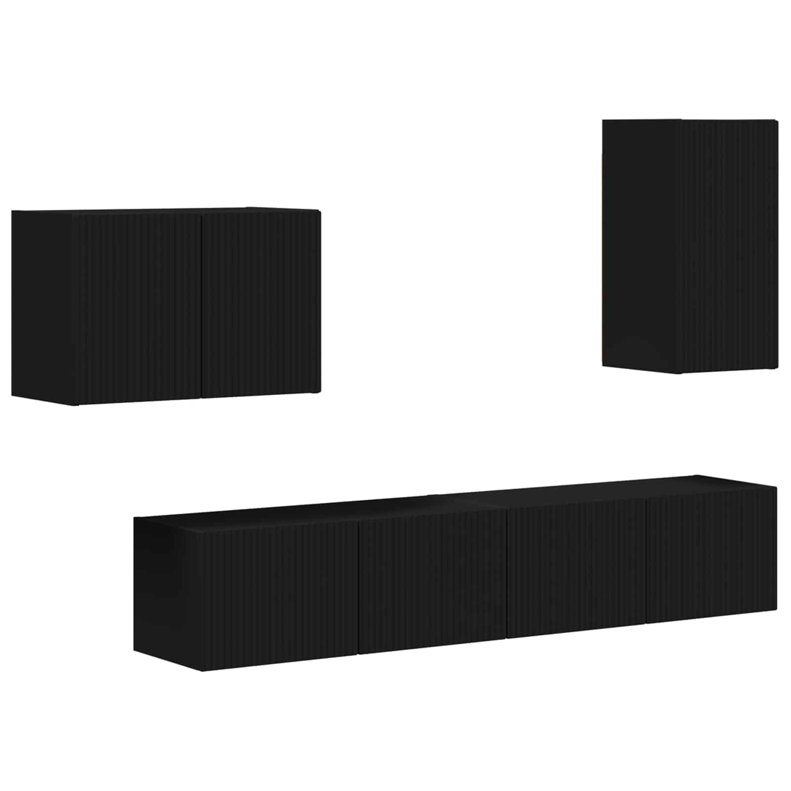 Set zidnog ormarića za TV Zidne 4 pcs Crna Konstruirano drvo
