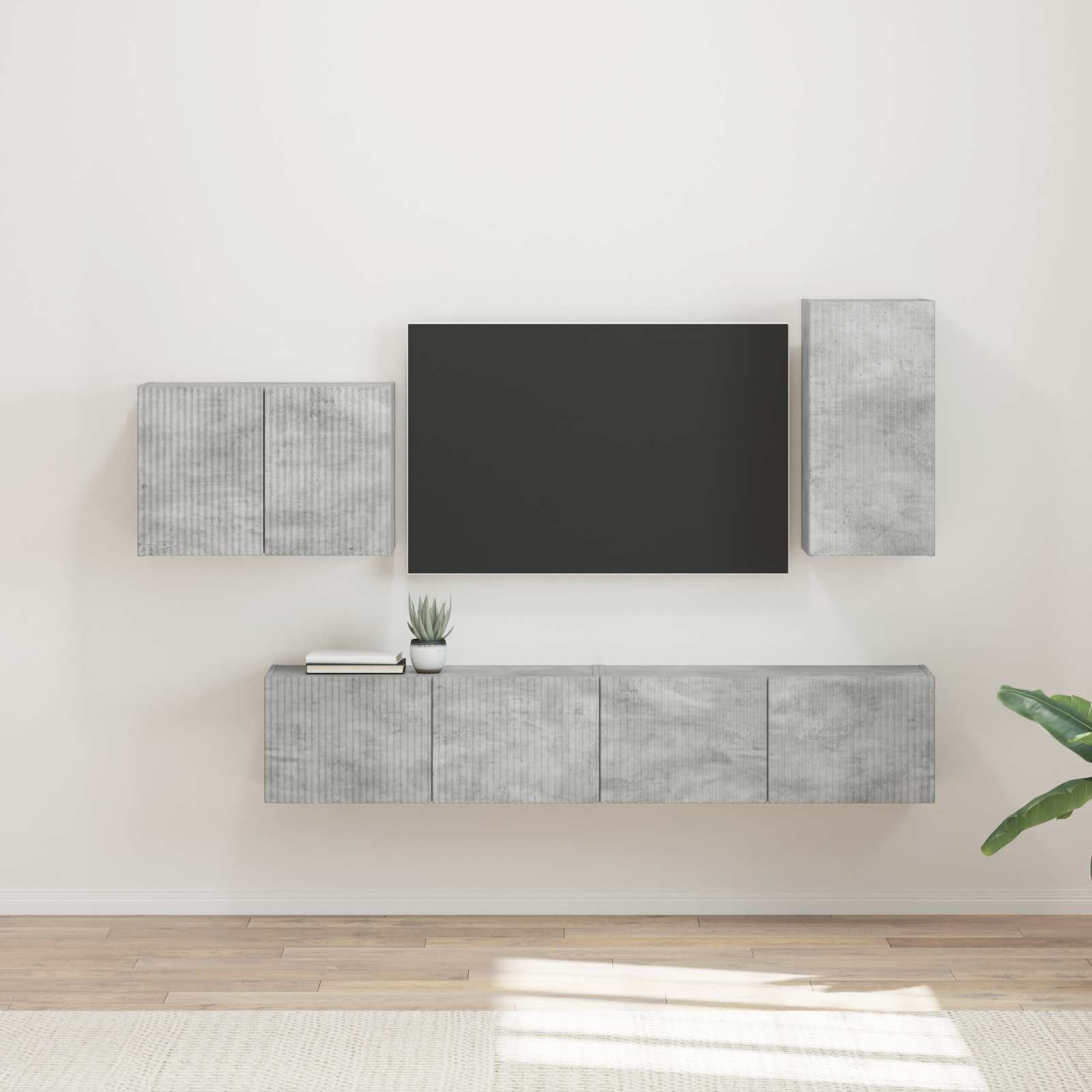 Set zidnog ormarića za TV 4 pcs Betonski sivi Konstruirano drvo