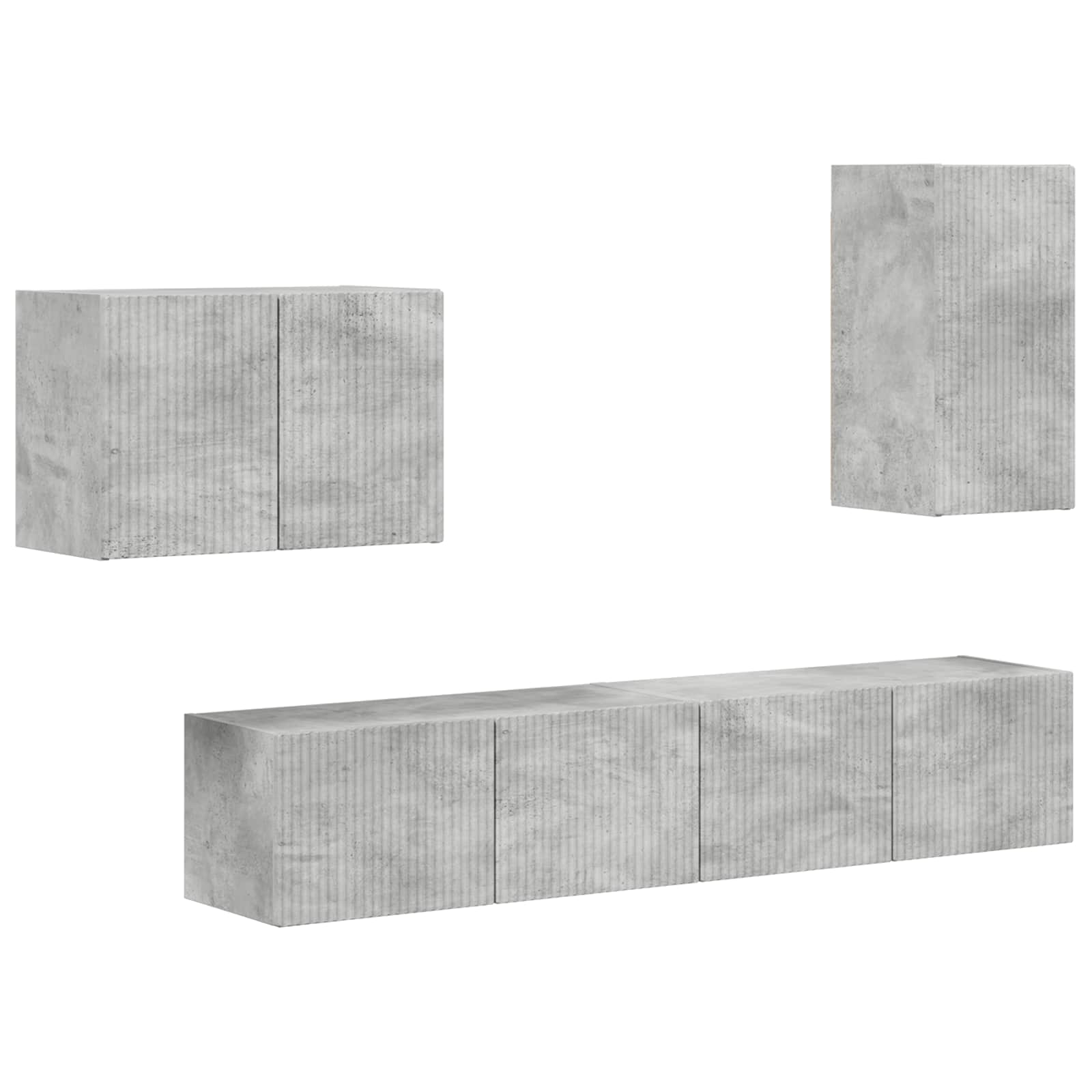 Set zidnog ormarića za TV 4 pcs Betonski sivi Konstruirano drvo