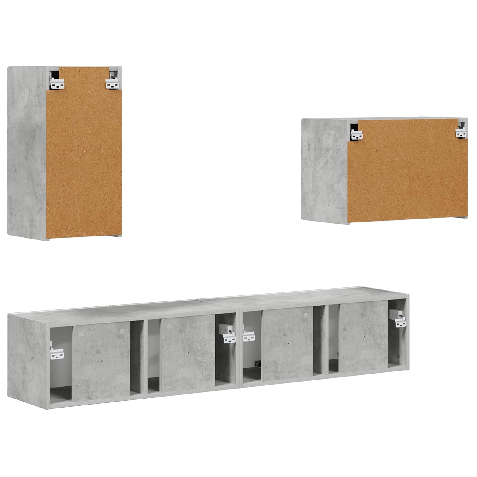 Set zidnog ormarića za TV 4 pcs Betonski sivi Konstruirano drvo
