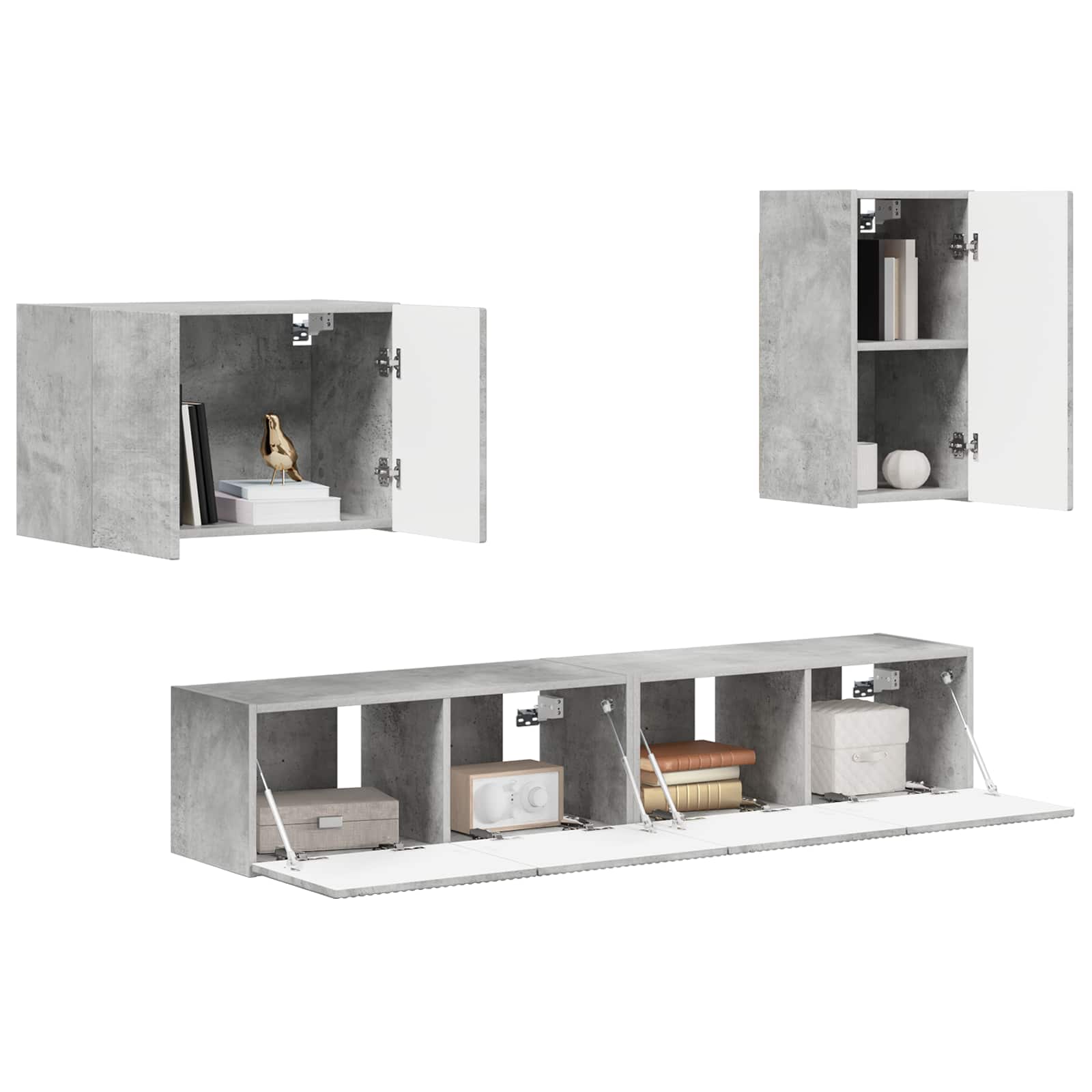 Set zidnog ormarića za TV 4 pcs Betonski sivi Konstruirano drvo