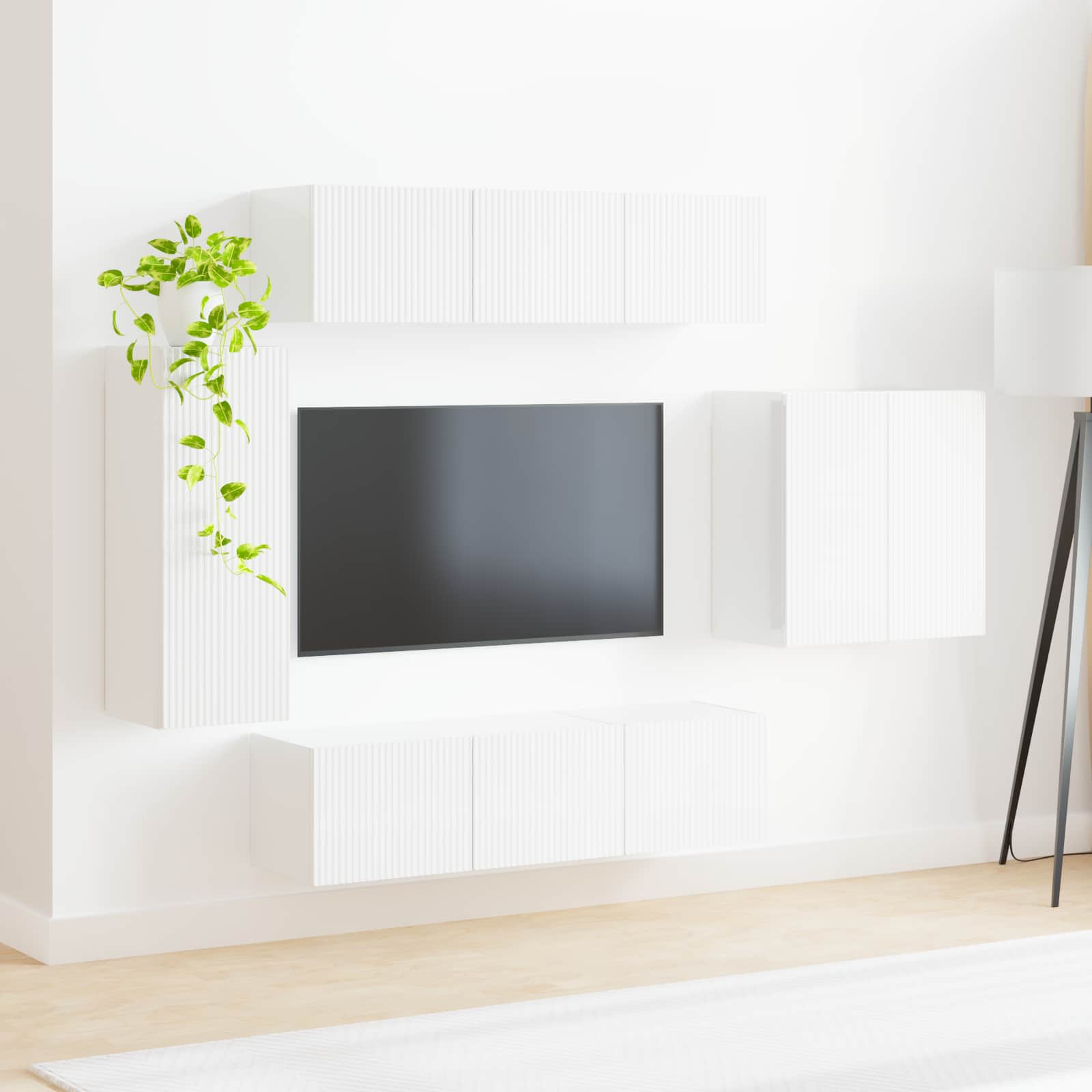 Set zidnog ormarića za TV Zidne 6 pcs Bijelo