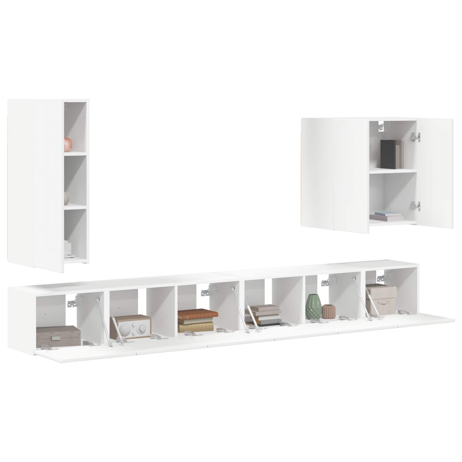 Set zidnog ormarića za TV Zidne 6 pcs Bijelo