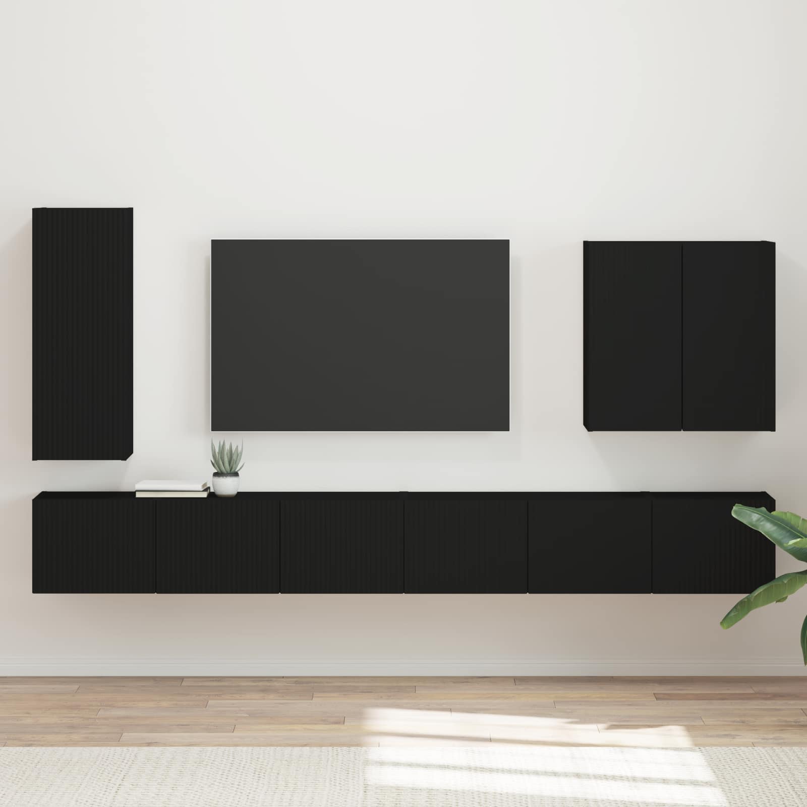 Set zidnog ormarića za TV Zidne 6 pcs Crna