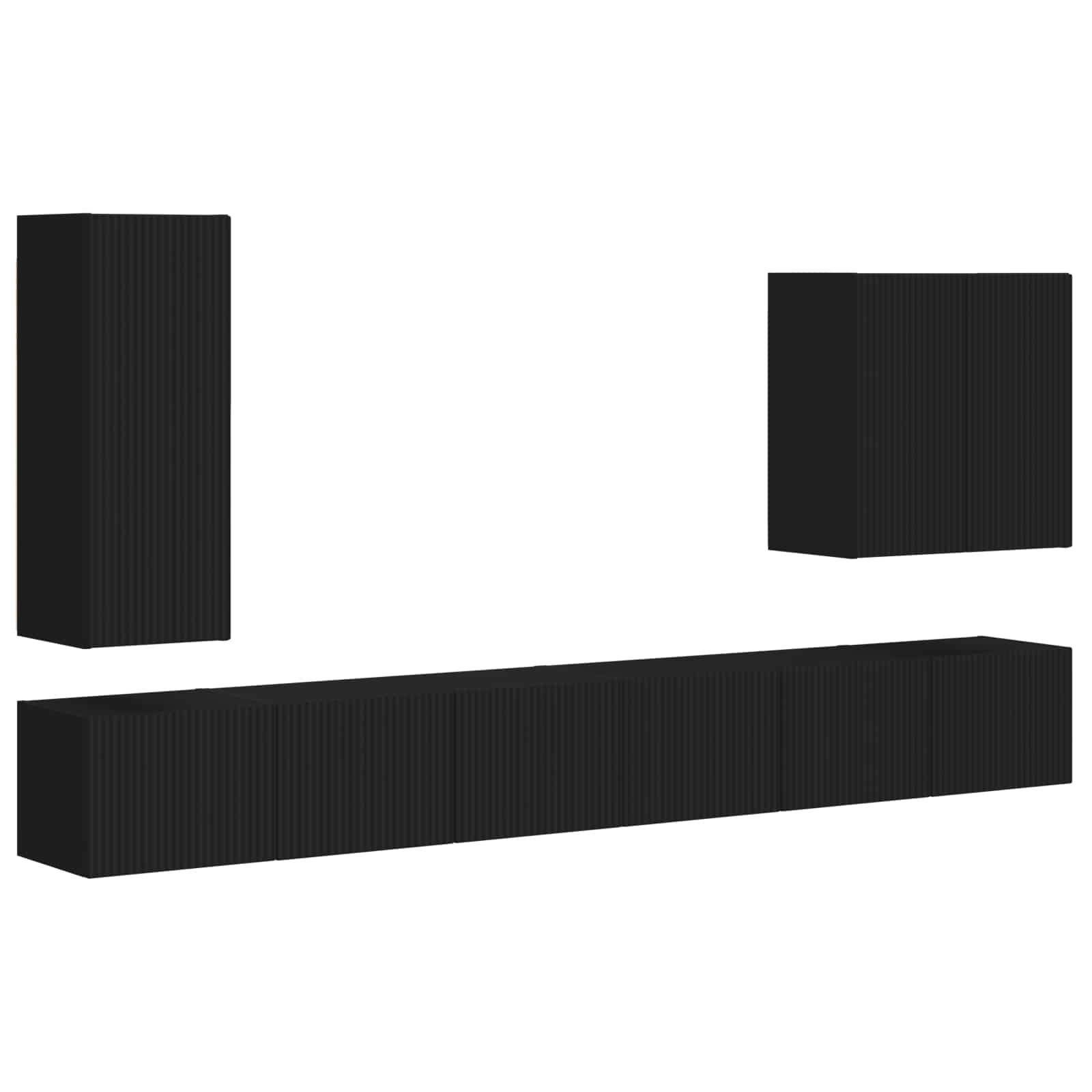 Set zidnog ormarića za TV Zidne 6 pcs Crna