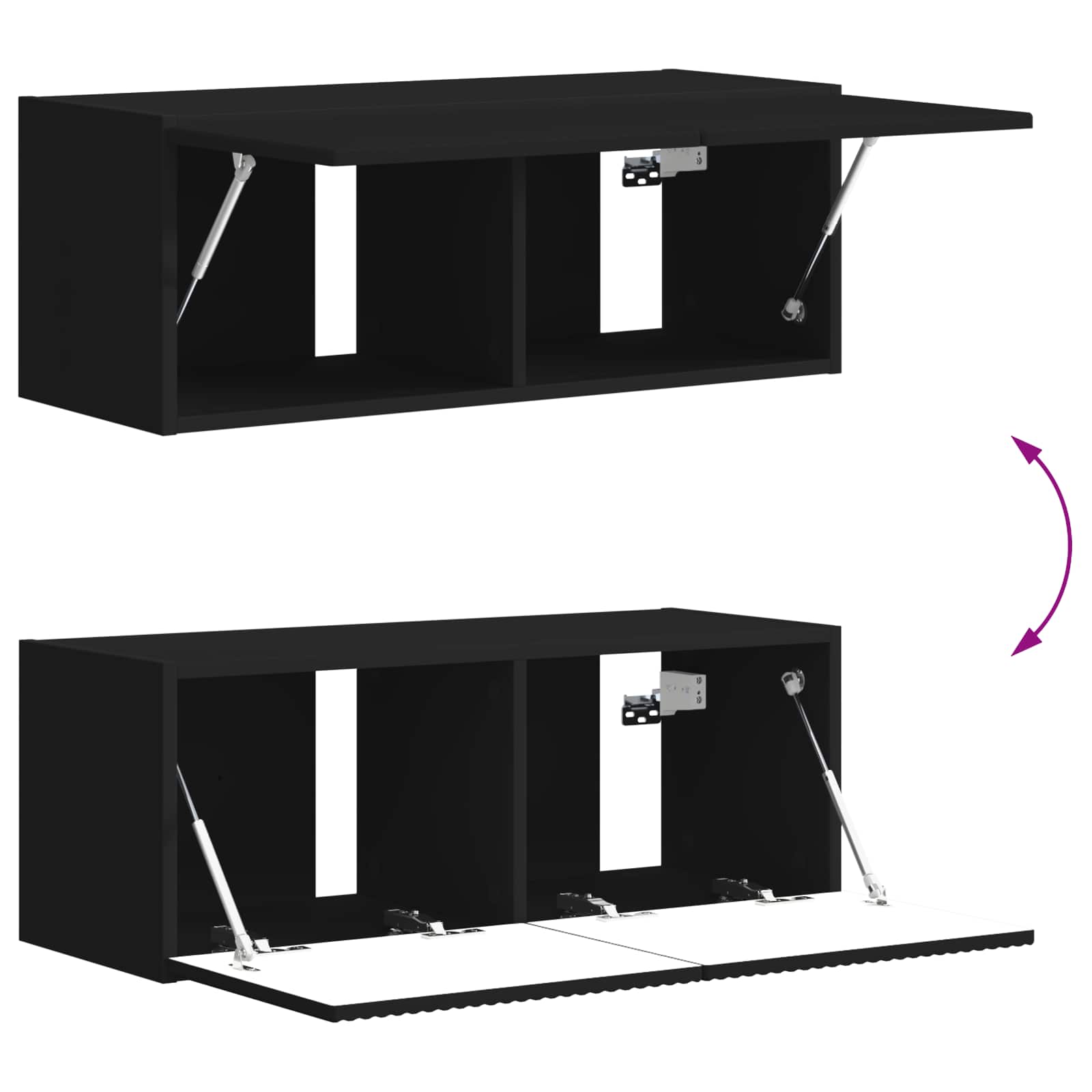 Set zidnog ormarića za TV Zidne 6 pcs Crna