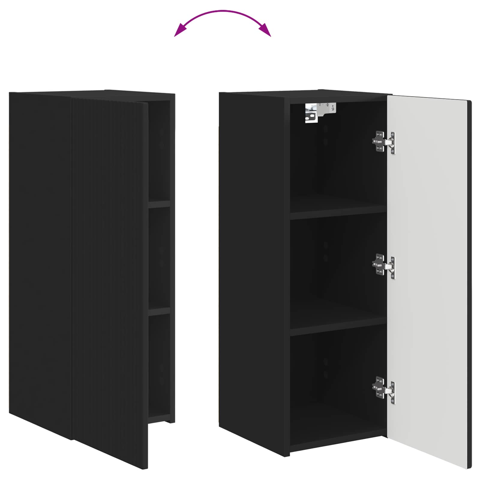 Set zidnog ormarića za TV Zidne 6 pcs Crna