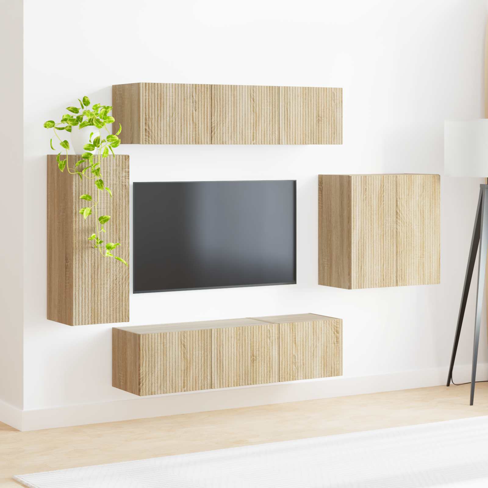 Set zidnog ormarića za TV Zidne 6 pcs Sonoma hrast
