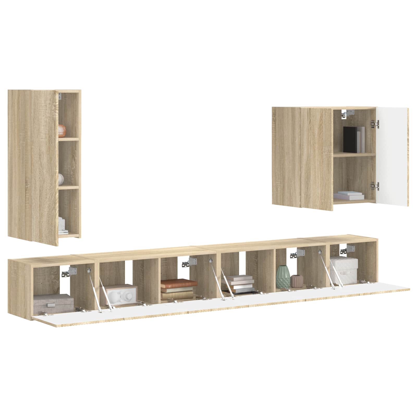 Set zidnog ormarića za TV Zidne 6 pcs Sonoma hrast