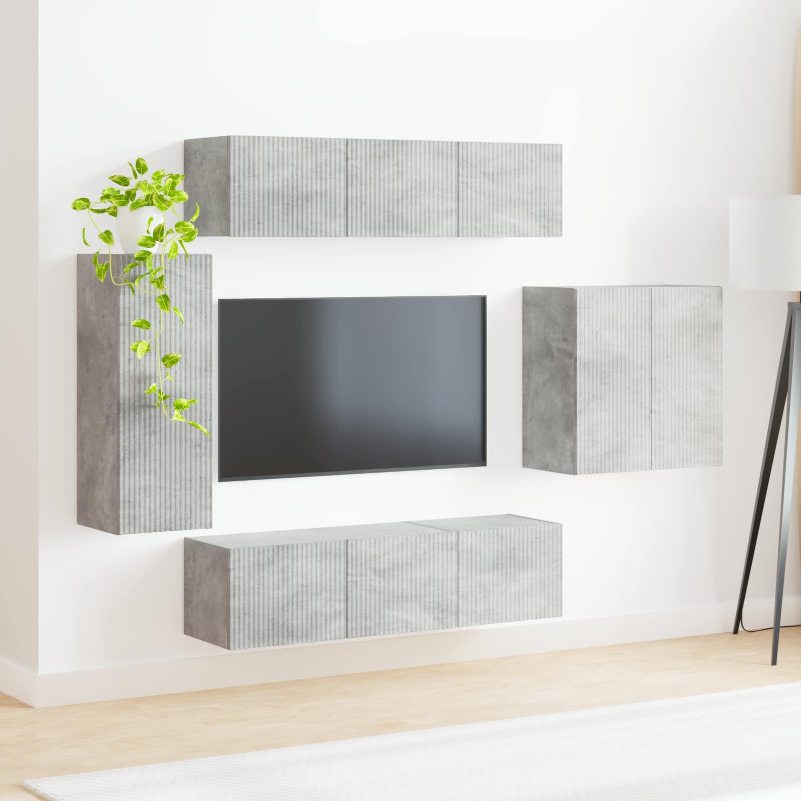 Set zidnog ormarića za TV Zidne 6 pcs Betonski sivi