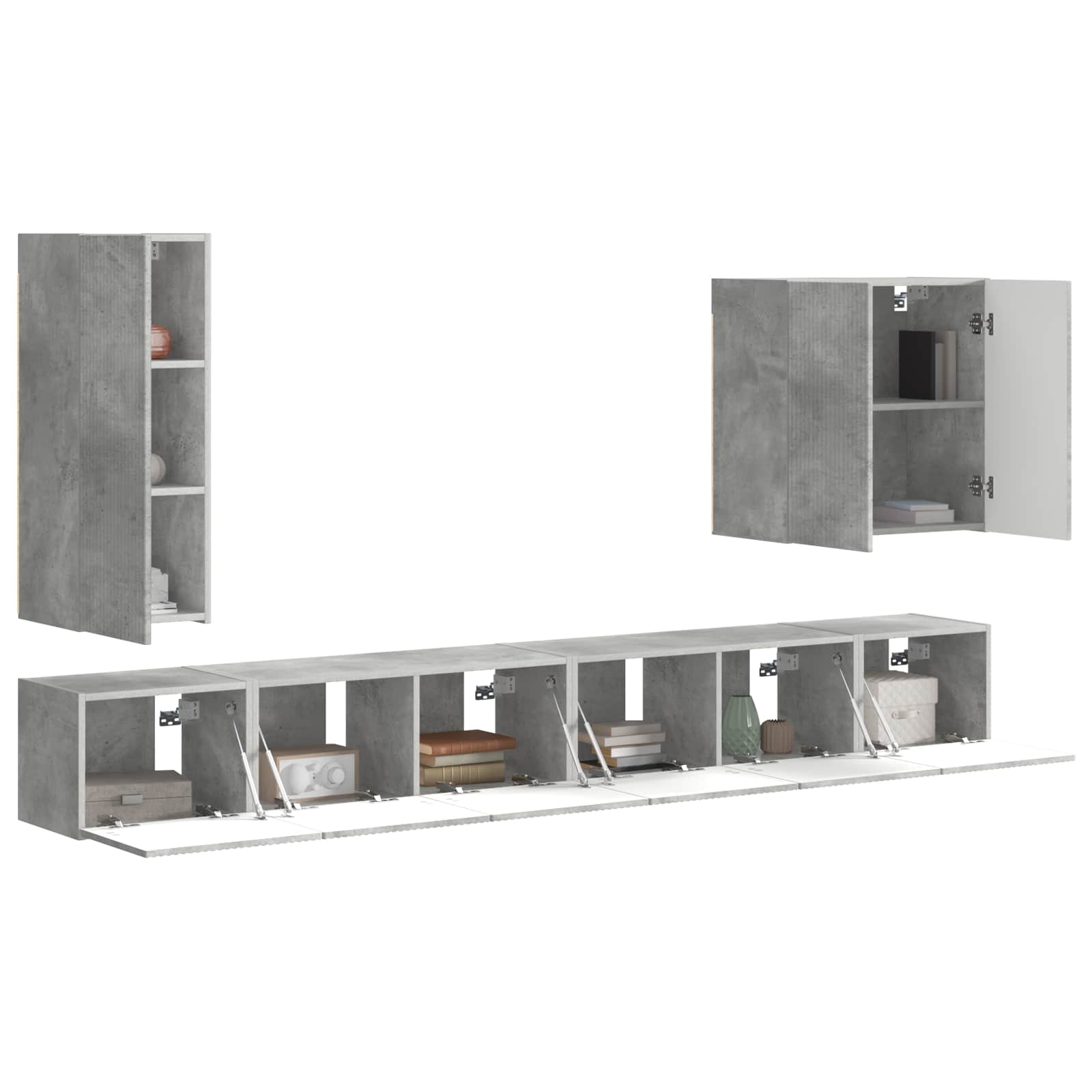 Set zidnog ormarića za TV Zidne 6 pcs Betonski sivi