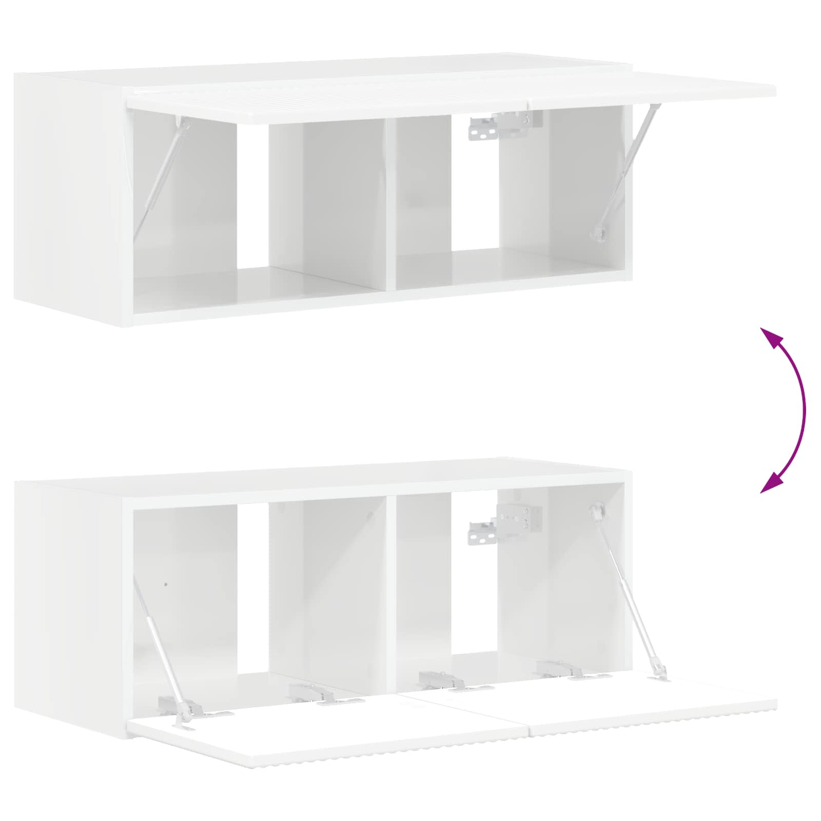 Set zidnog ormarića za TV Zidne 6 pcs Visoki sjaj bijela