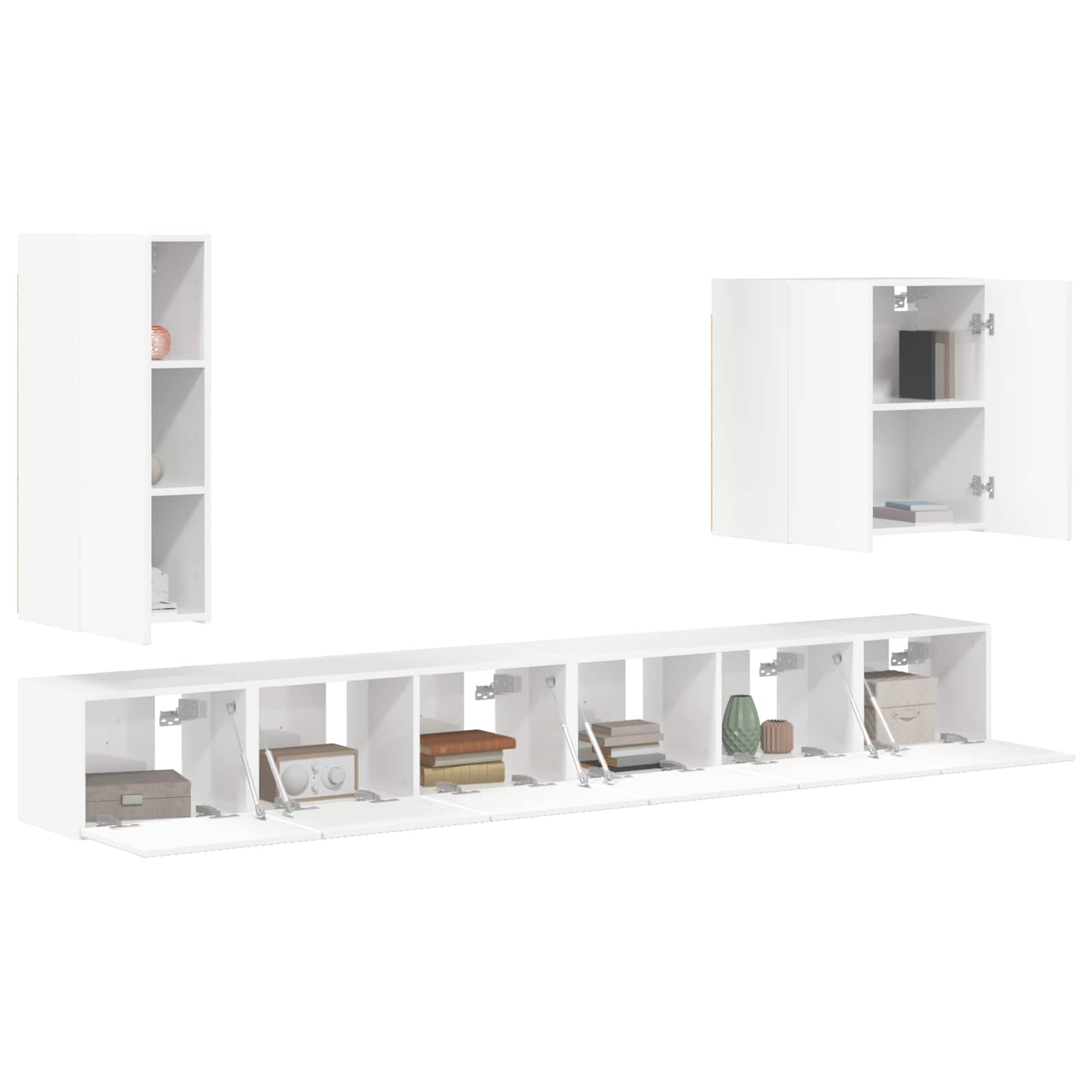 Set zidnog ormarića za TV Zidne 6 pcs Visoki sjaj bijela