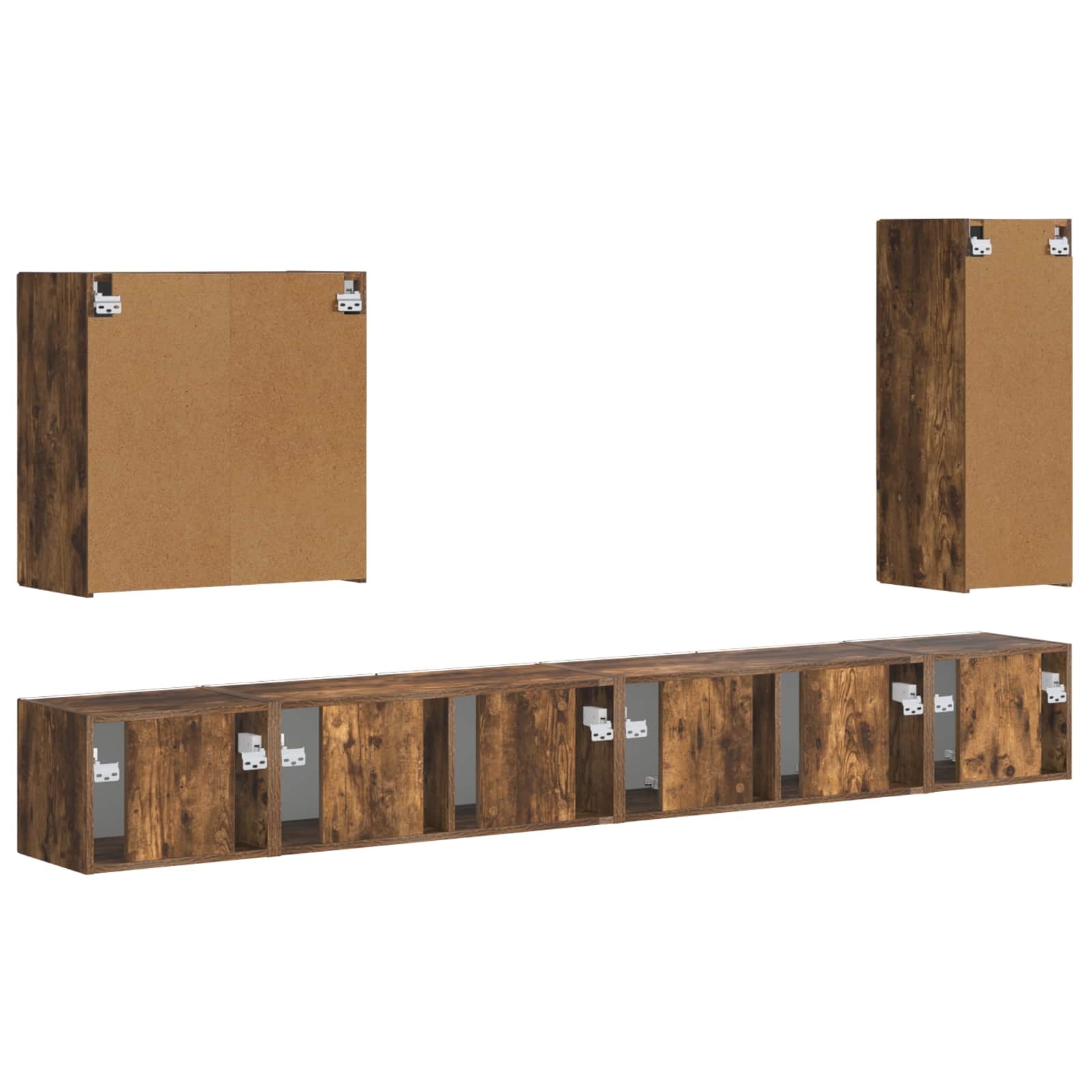 Set zidnog ormarića za TV Zidne 6 pcs Dimljeni hrast