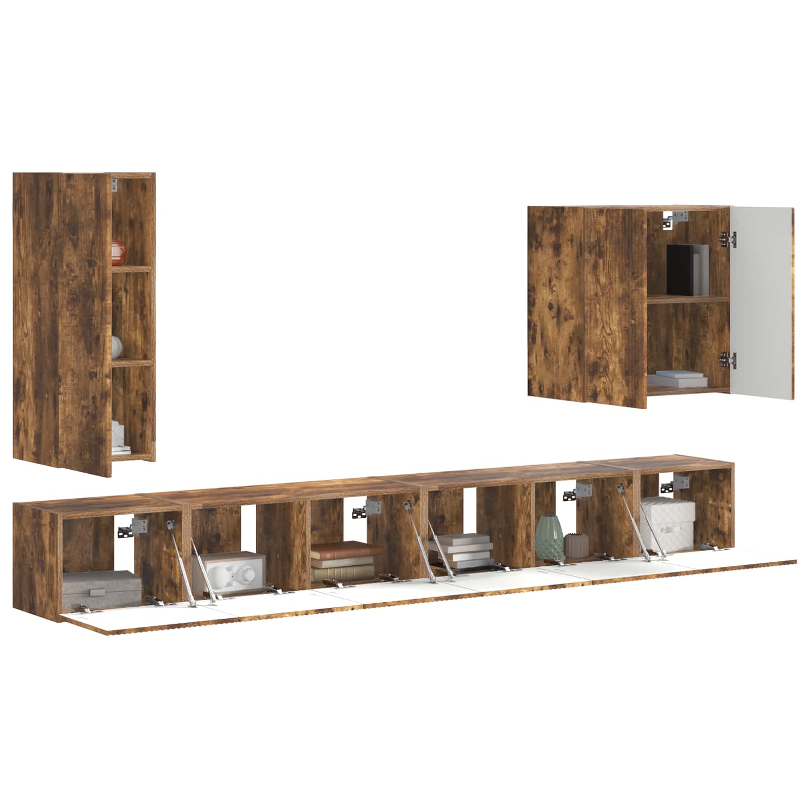Set zidnog ormarića za TV Zidne 6 pcs Dimljeni hrast