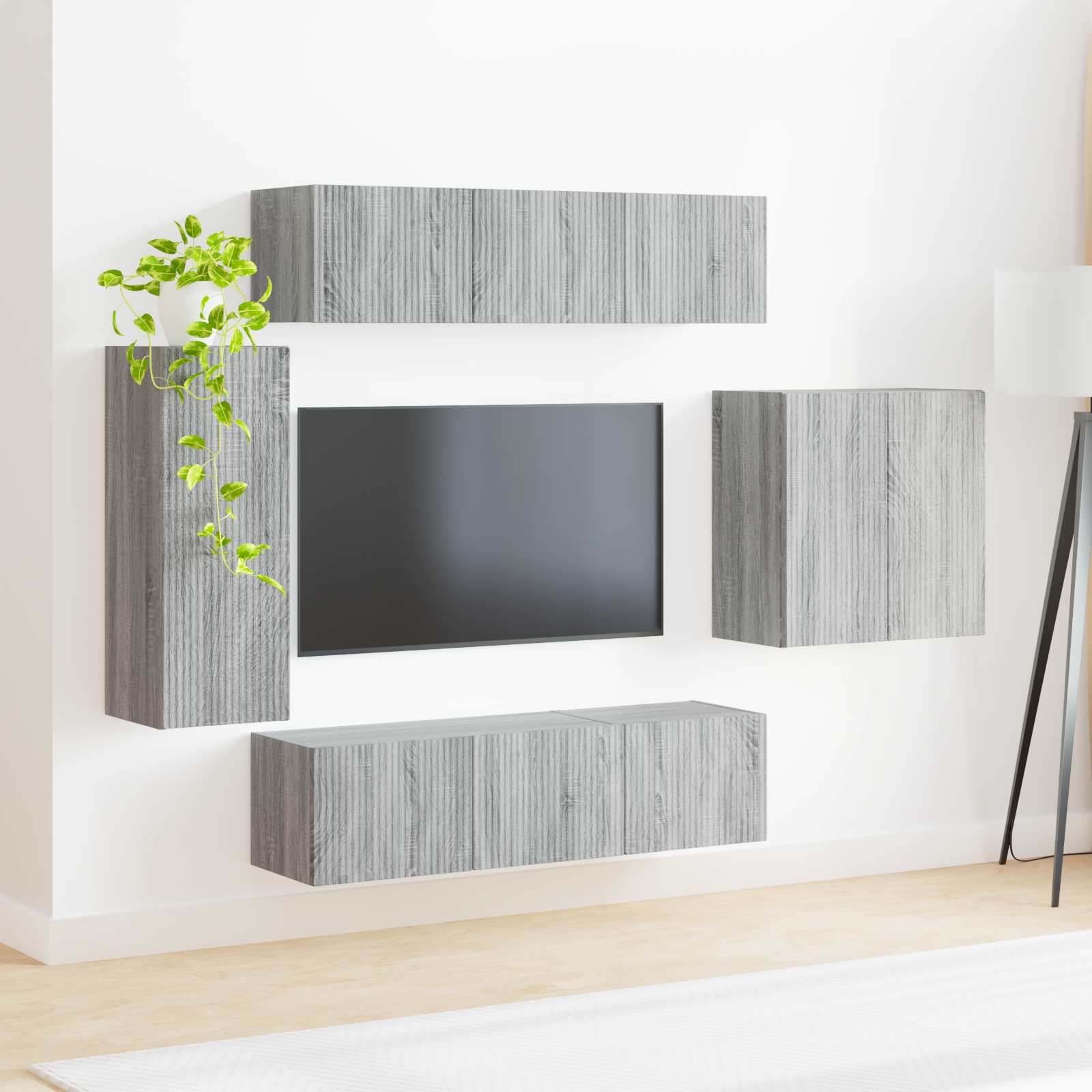 Set zidnog ormarića za TV Zidne 6 pcs Siva Sonoma