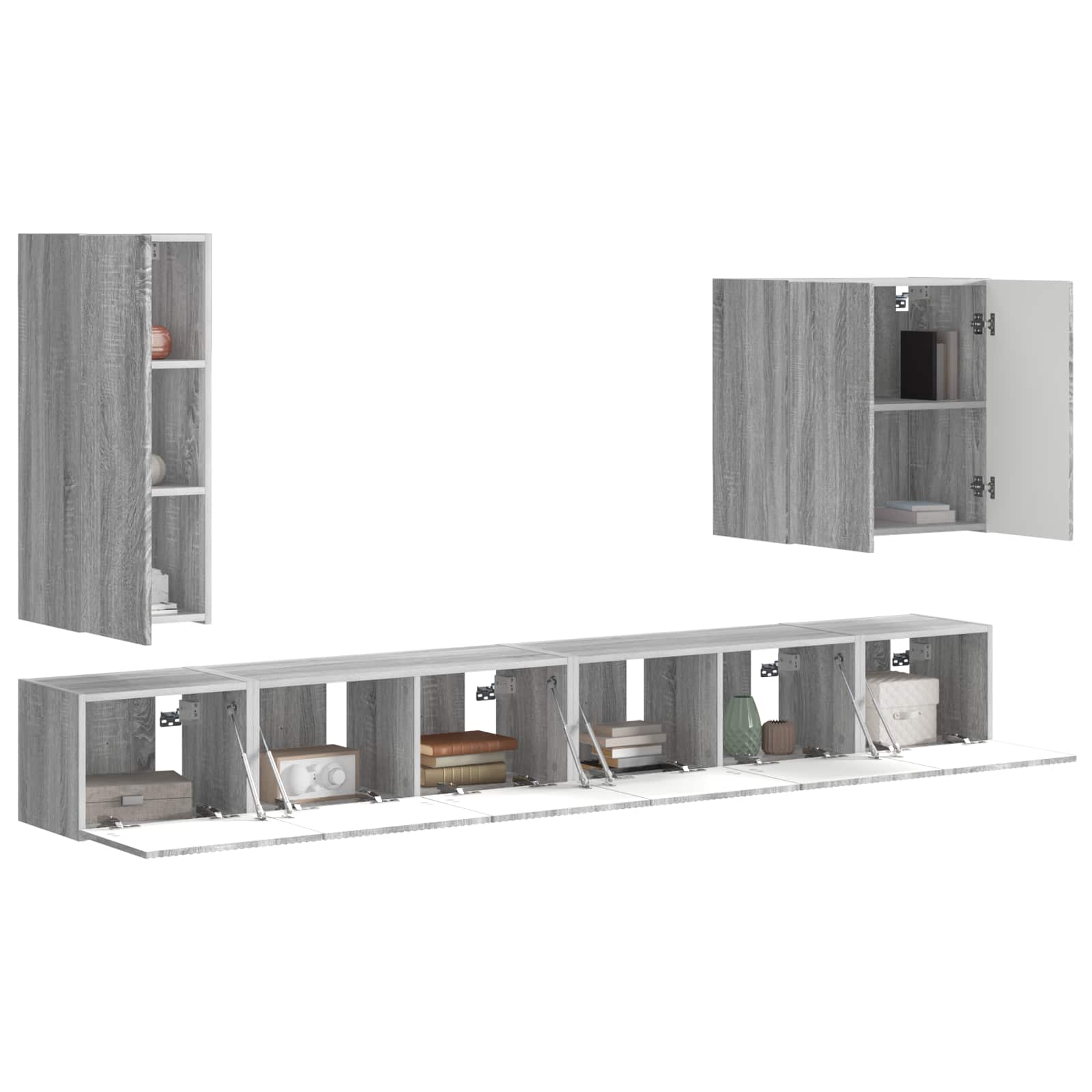 Set zidnog ormarića za TV Zidne 6 pcs Siva Sonoma
