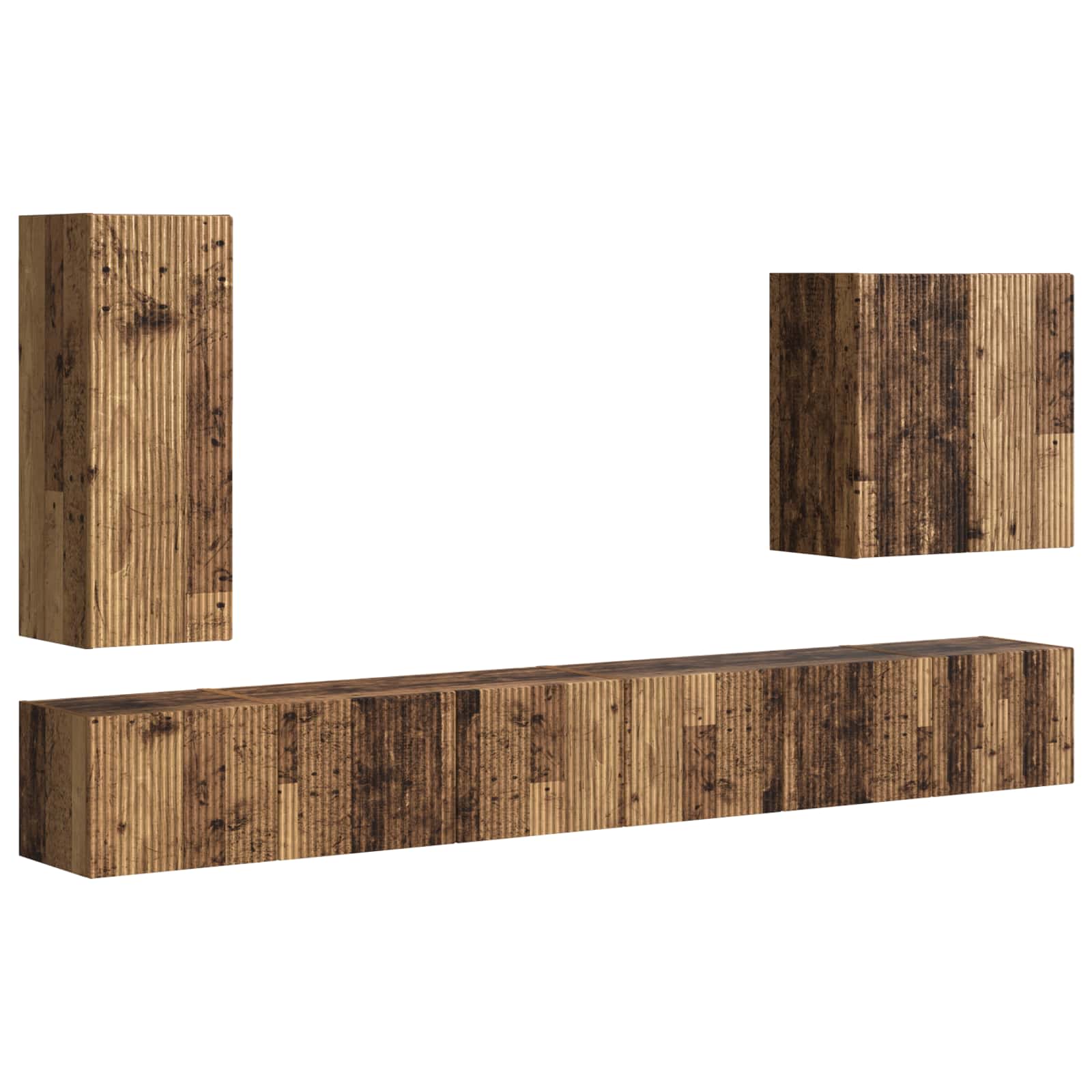 Set zidnog ormarića za TV Zidne 6 pcs Staro drvo