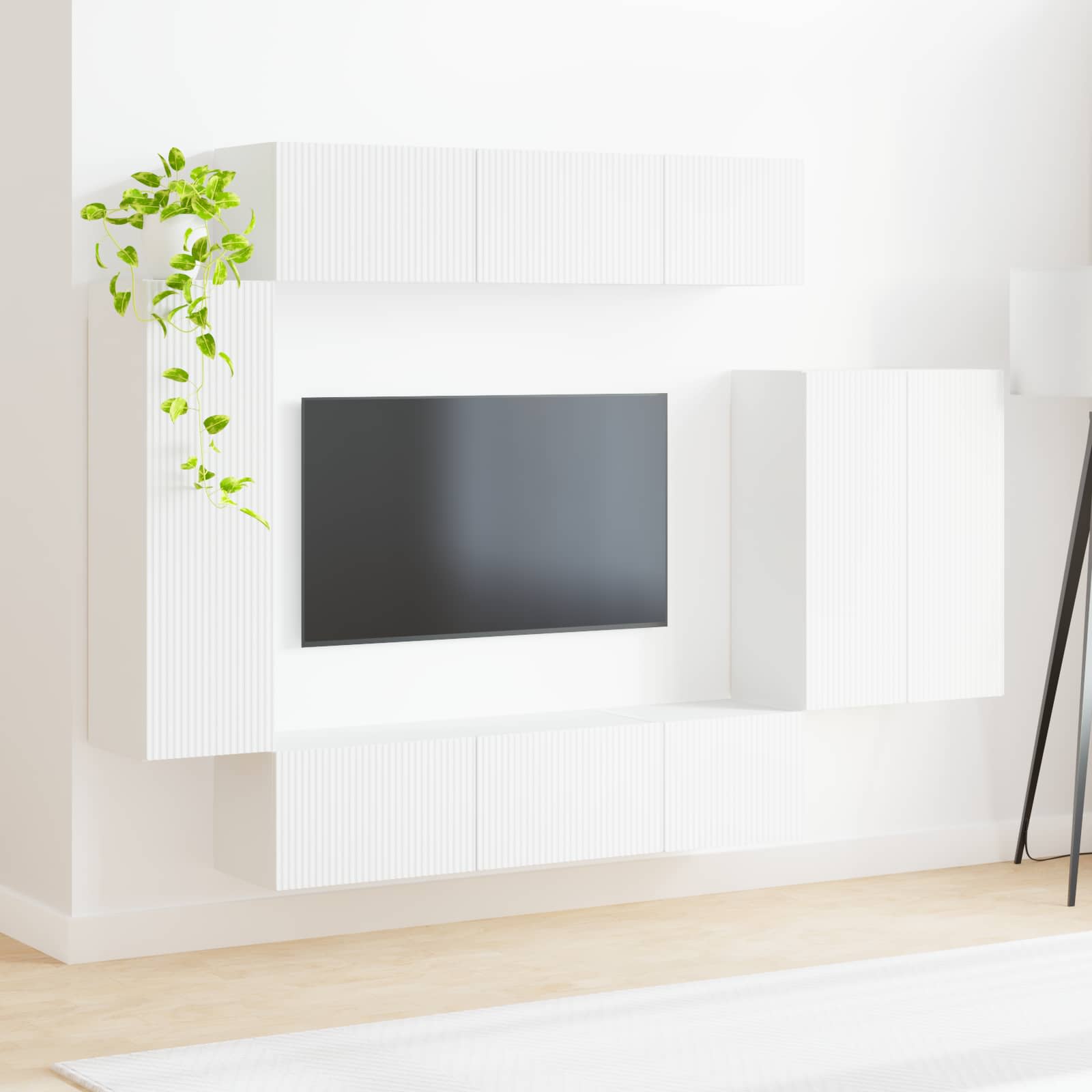 Set zidnog ormarića za TV Zidne 6 pcs Bijelo