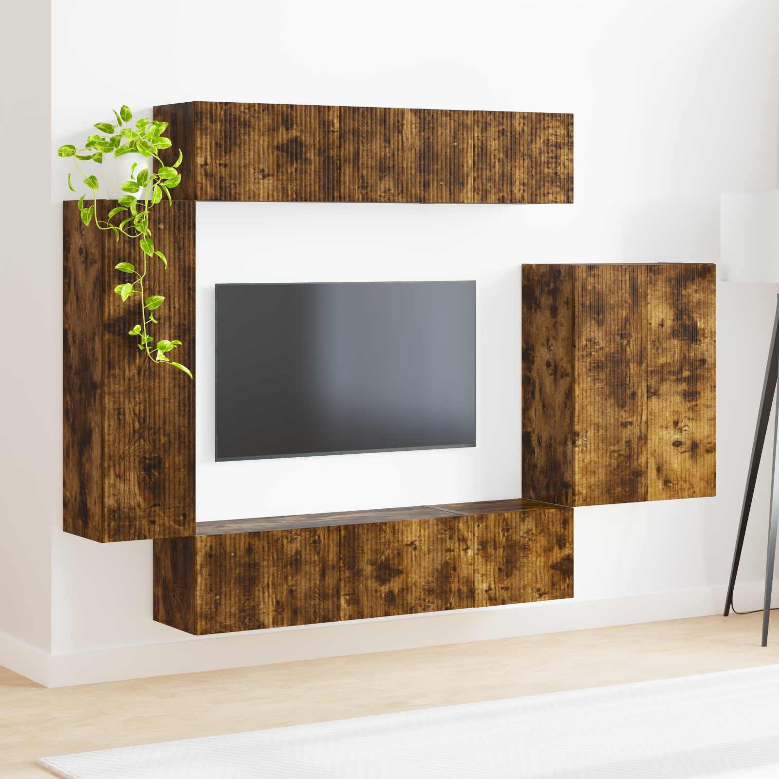 Set zidnog ormarića za TV Zidne 6 pcs Dimljeni hrast
