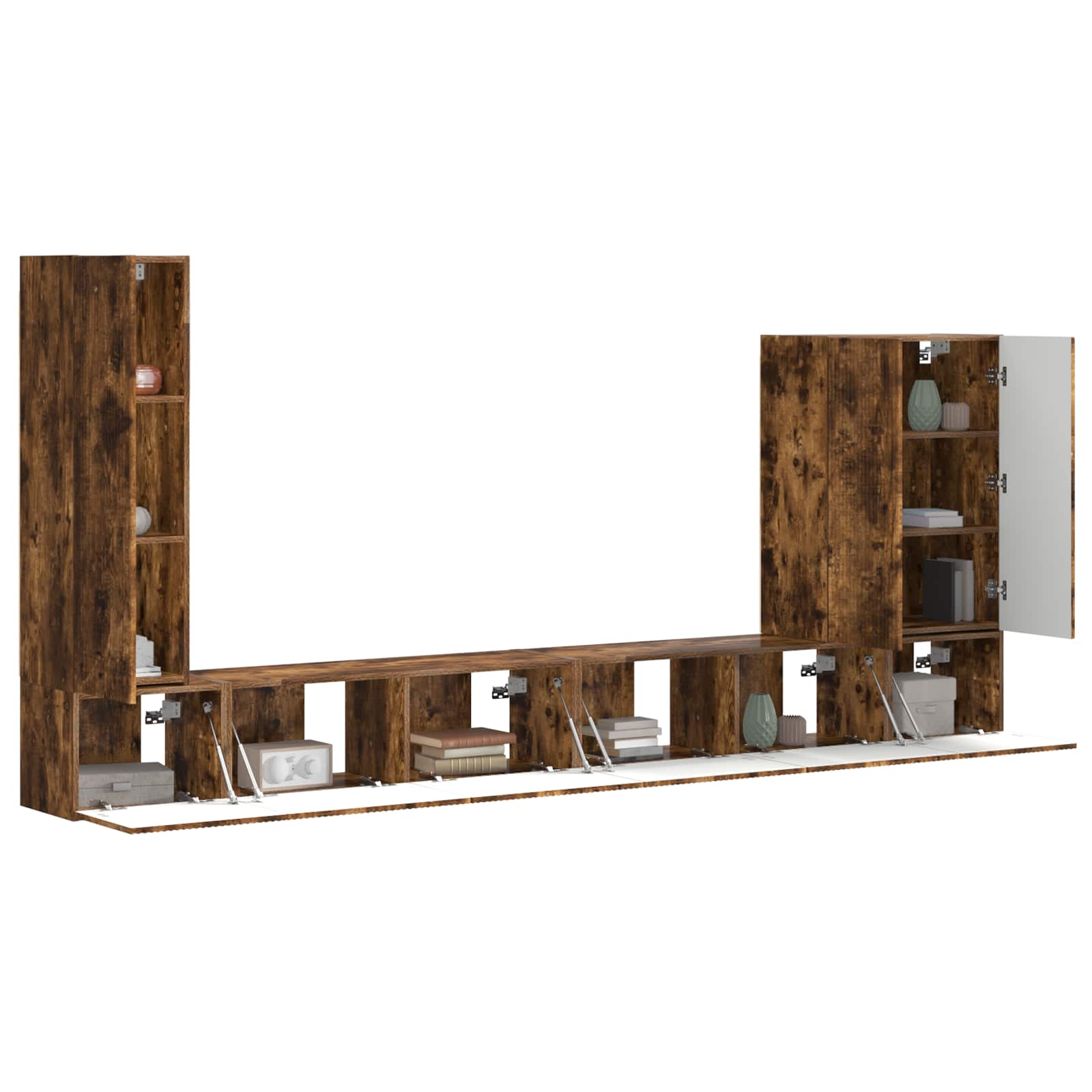 Set zidnog ormarića za TV Zidne 6 pcs Dimljeni hrast