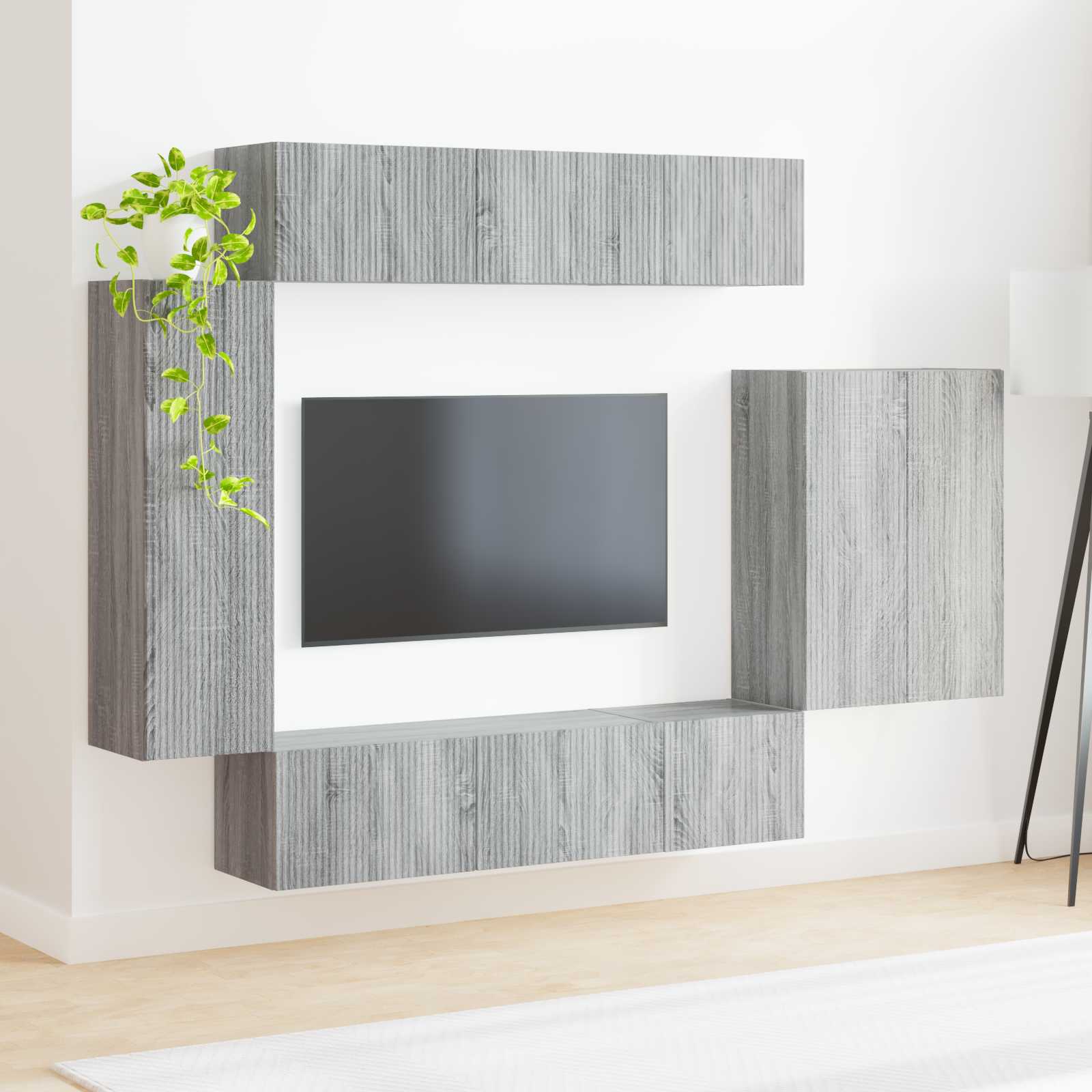 Set zidnog ormarića za TV Zidne 6 pcs Siva Sonoma