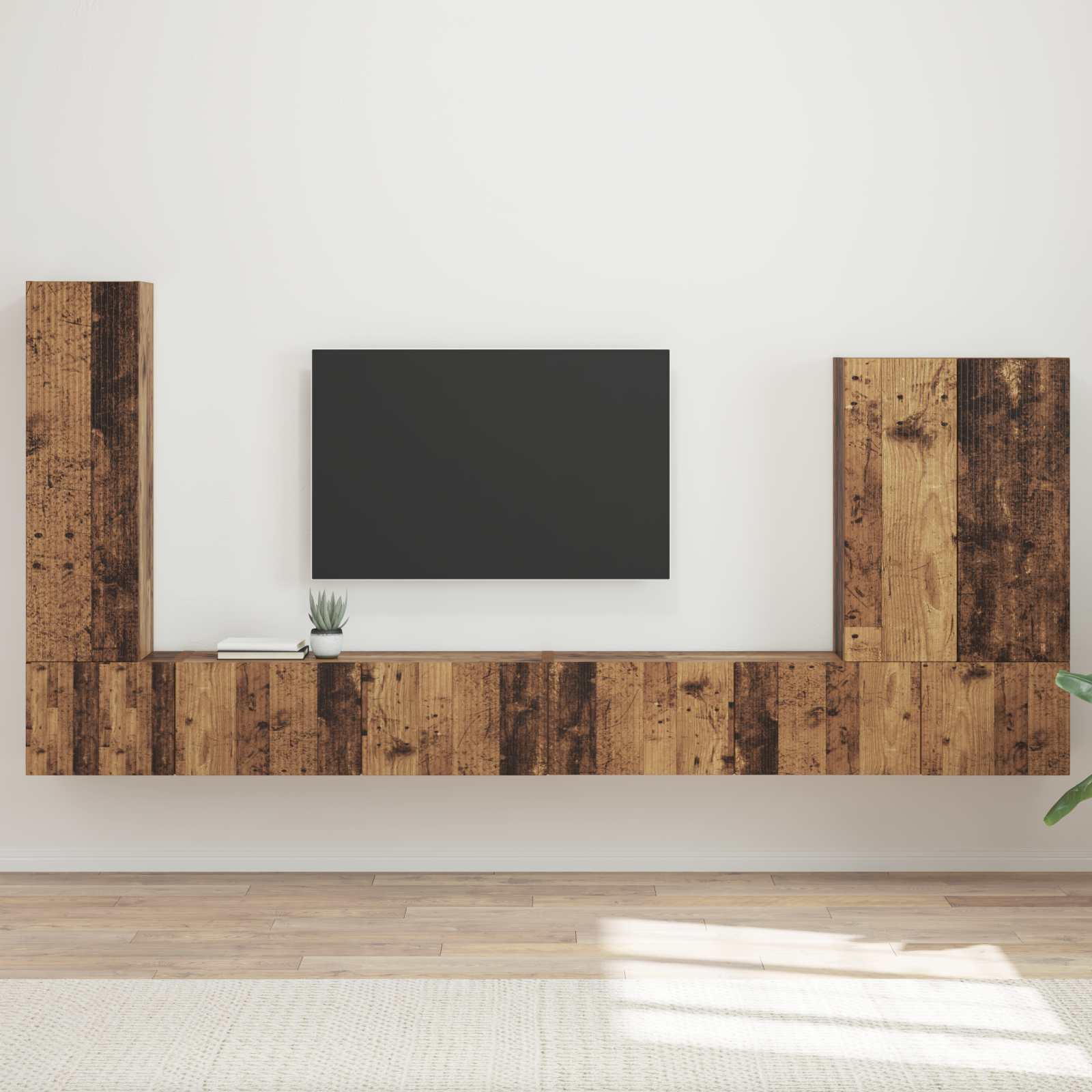 Set zidnog ormarića za TV Zidne 6 pcs Staro drvo