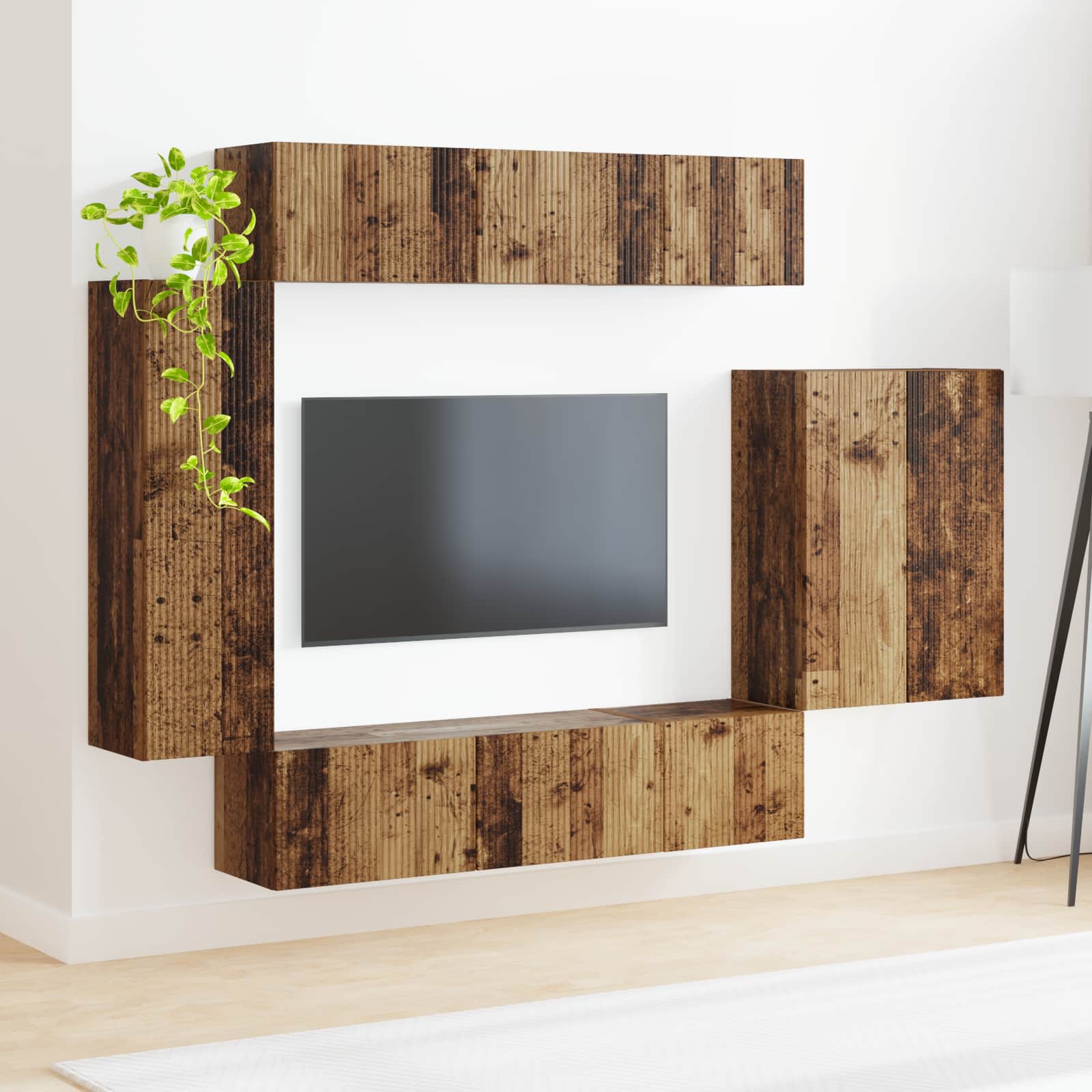 Set zidnog ormarića za TV Zidne 6 pcs Staro drvo