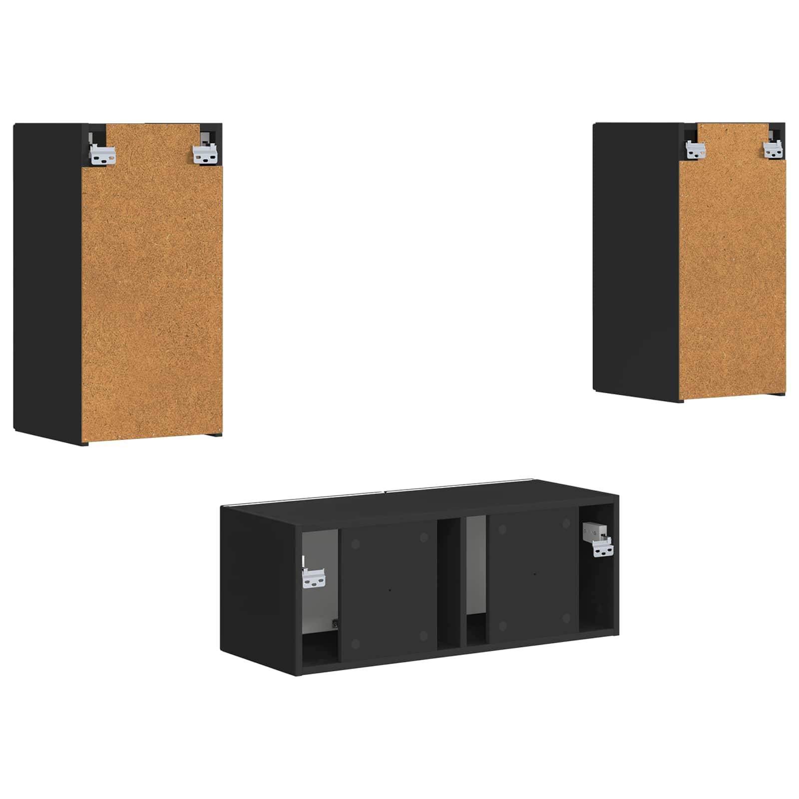 Set TV komoda Zidne 2 pcs Crna Konstruirano drvo