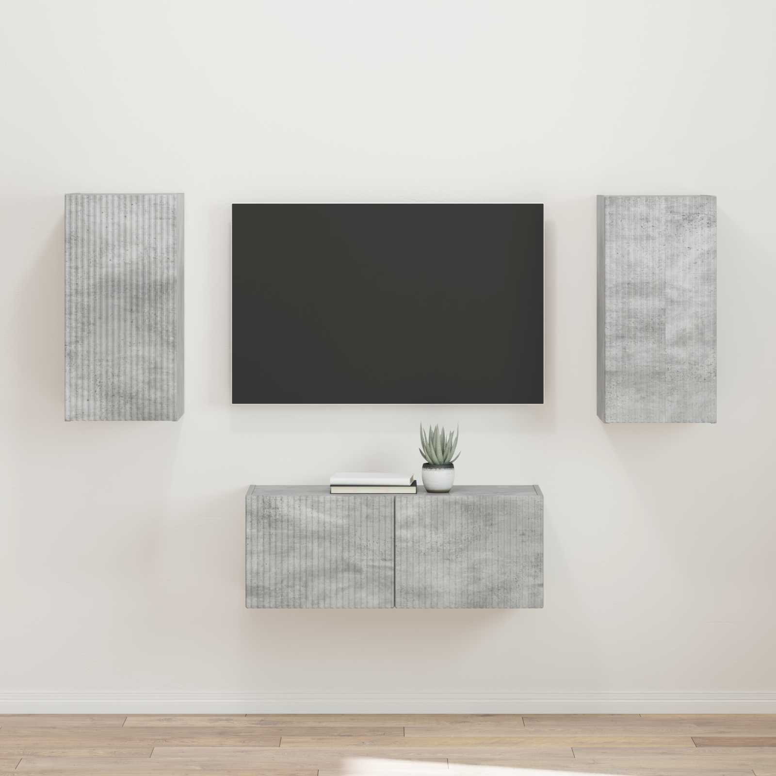 Set TV komoda Zidne 2 pcs Betonski sivi Konstruirano drvo