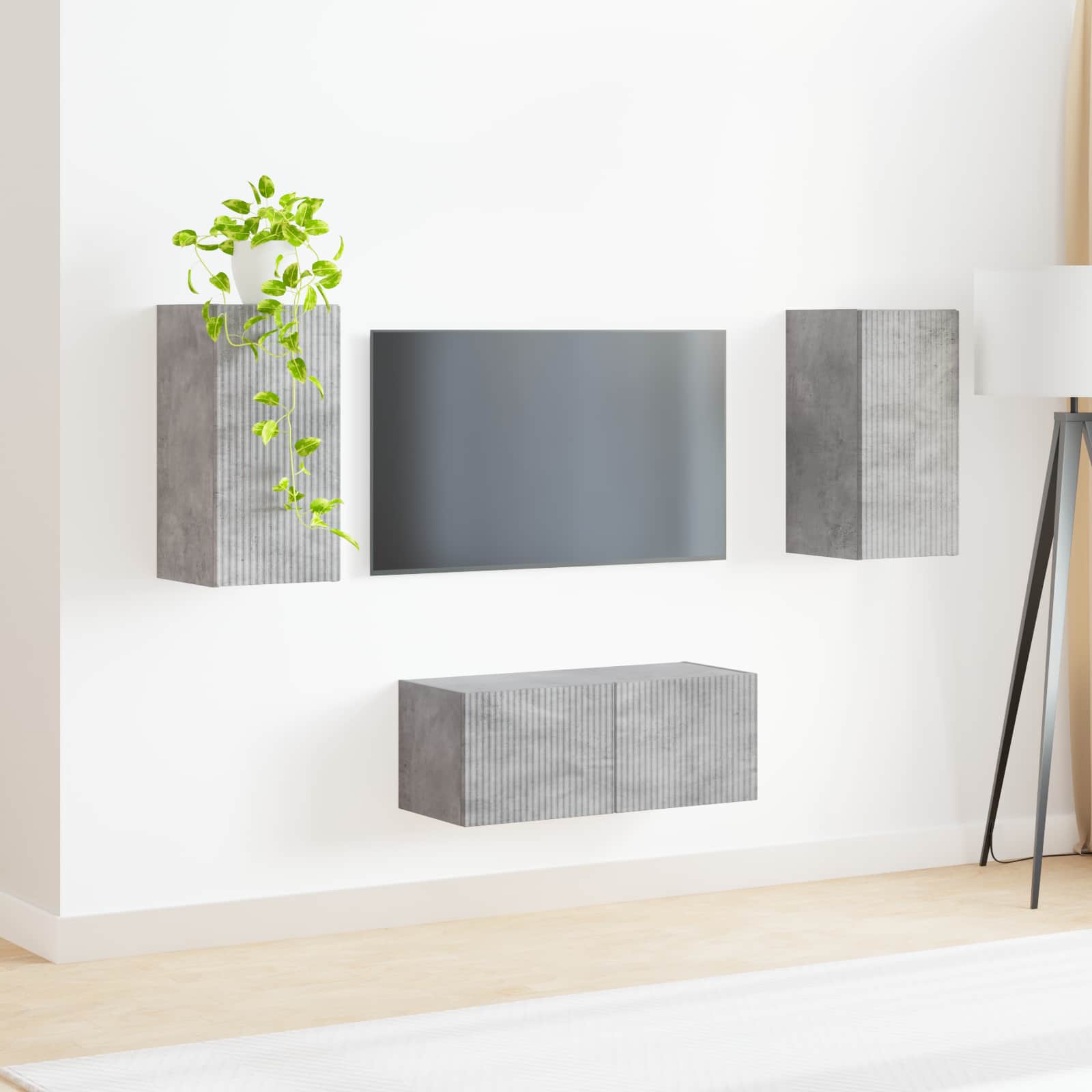 Set TV komoda Zidne 2 pcs Betonski sivi Konstruirano drvo