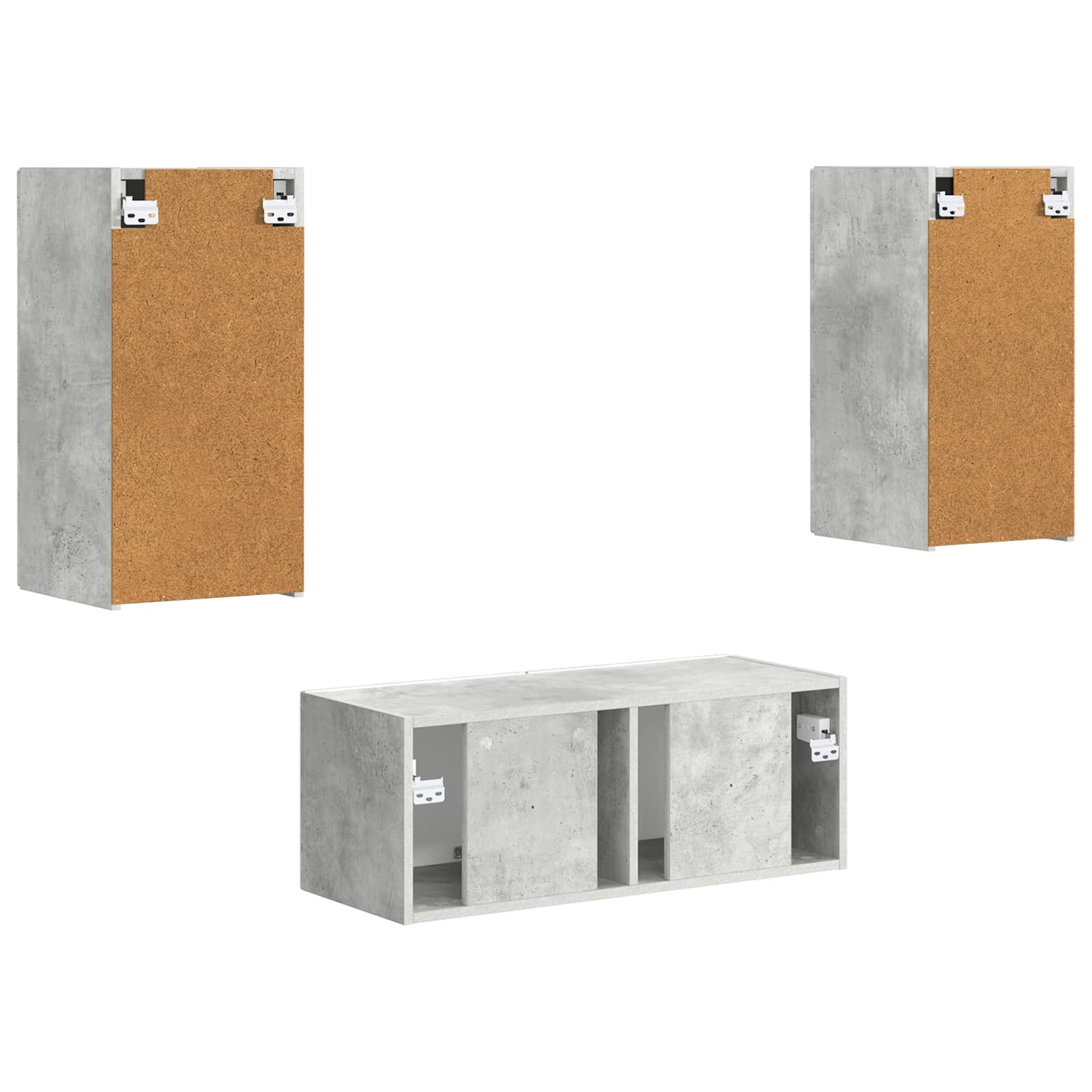Set TV komoda Zidne 2 pcs Betonski sivi Konstruirano drvo