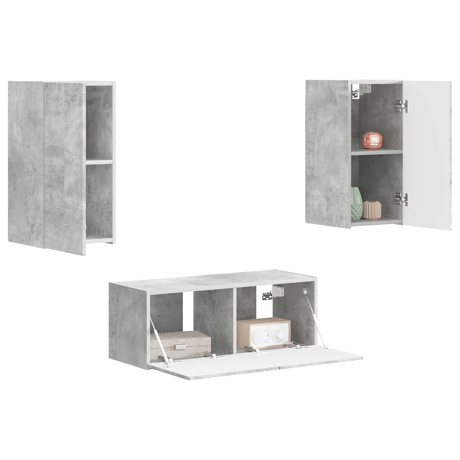 Set TV komoda Zidne 2 pcs Betonski sivi Konstruirano drvo