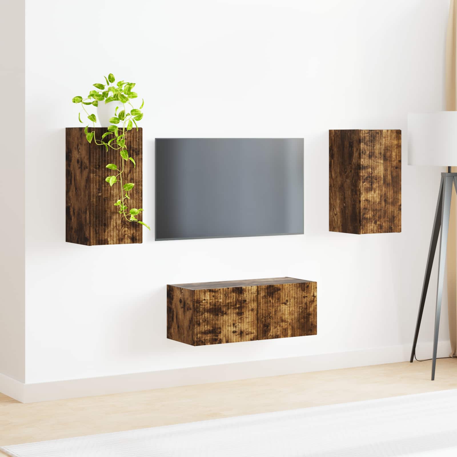 Set TV komoda Zidne 2 pcs Dimljeni hrast Konstruirano drvo