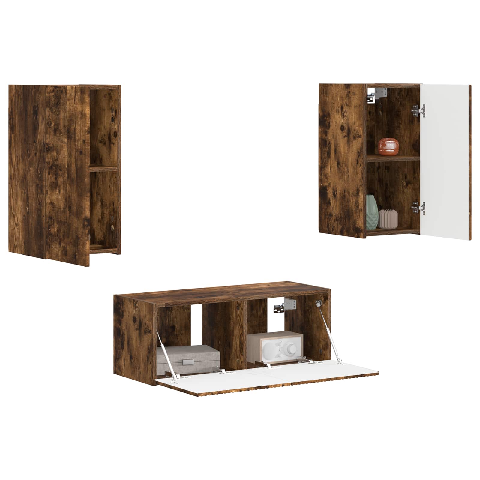 Set TV komoda Zidne 2 pcs Dimljeni hrast Konstruirano drvo