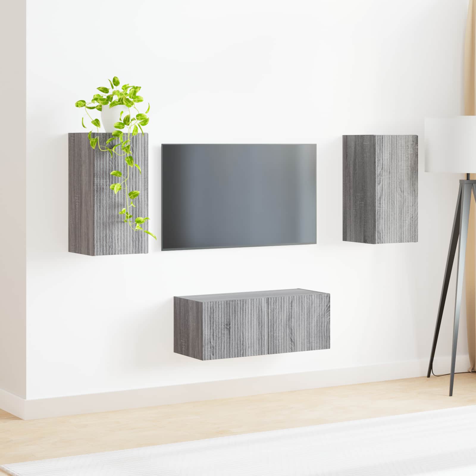 Set TV komoda Zidne 2 pcs Siva Sonoma Konstruirano drvo