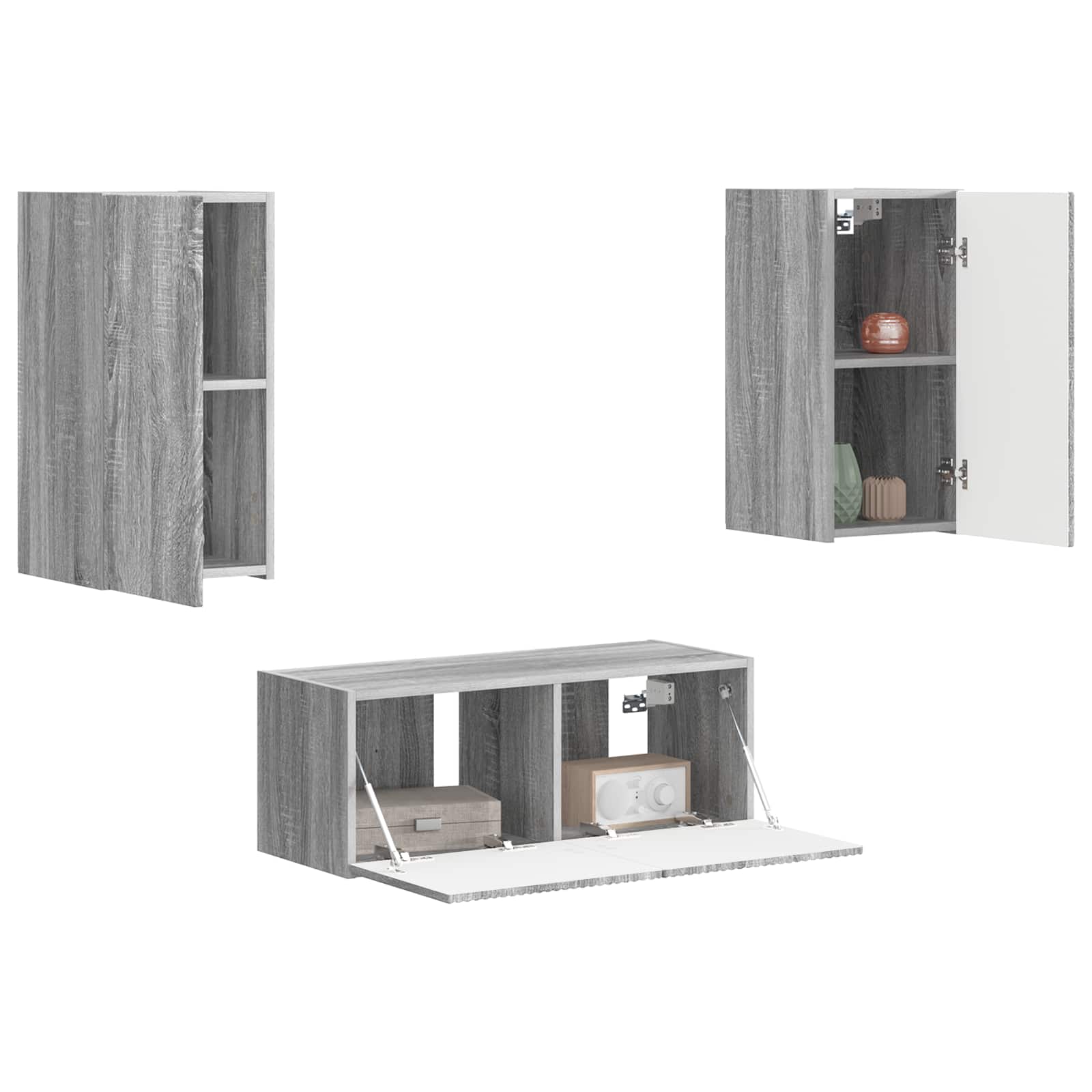 Set TV komoda Zidne 2 pcs Siva Sonoma Konstruirano drvo