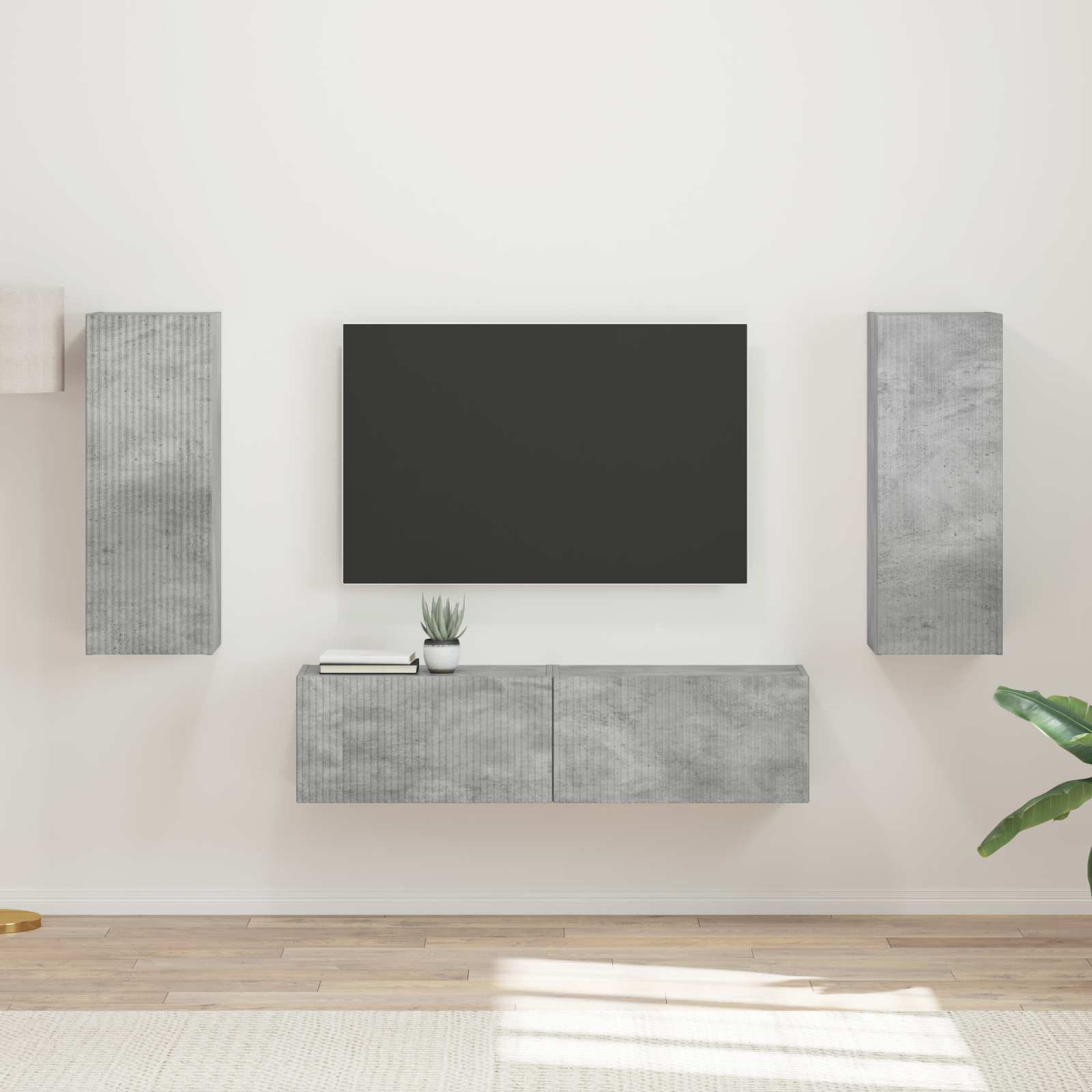 Set TV komoda Zidne 2 pcs Betonski sivi Konstruirano drvo