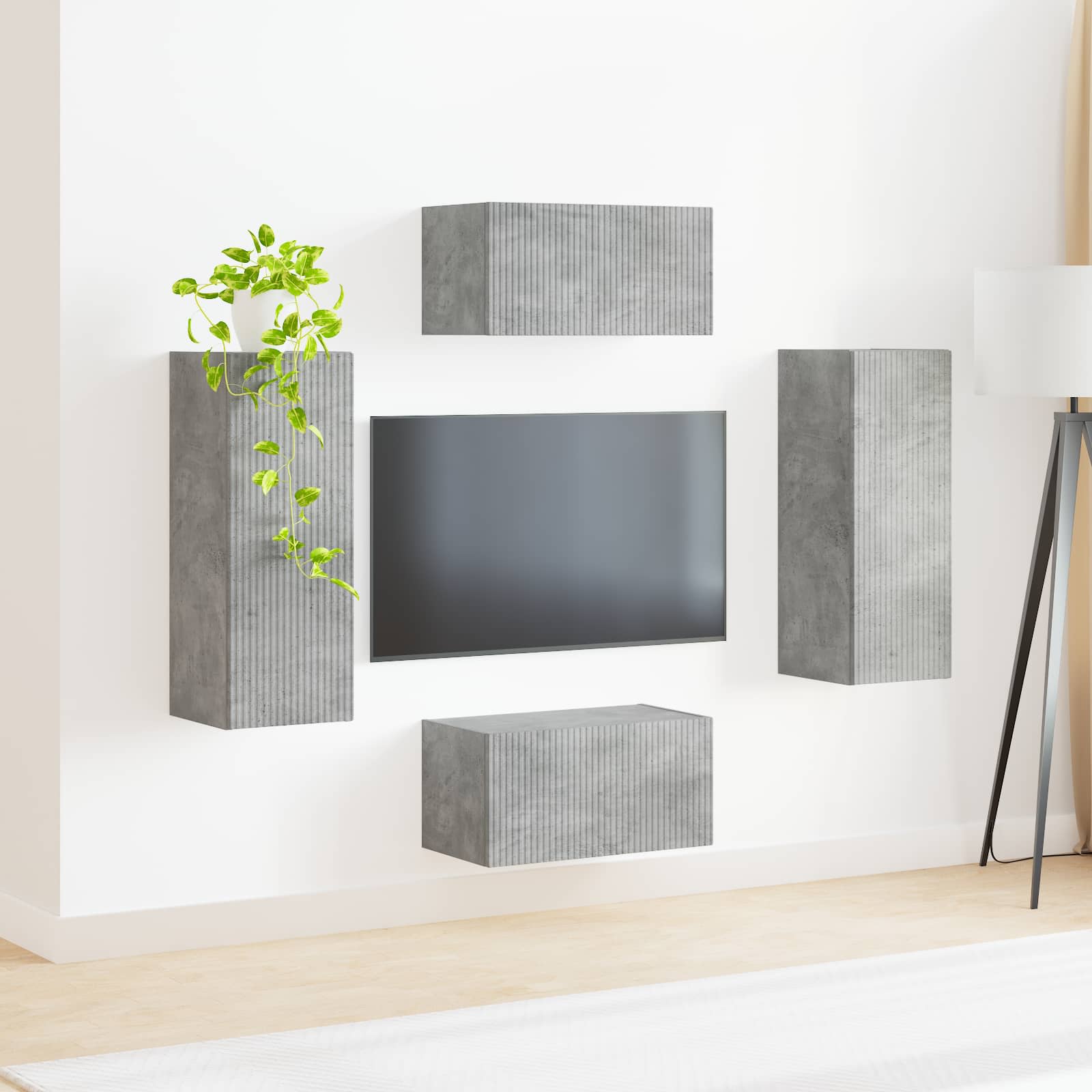 Set TV komoda Zidne 2 pcs Betonski sivi Konstruirano drvo