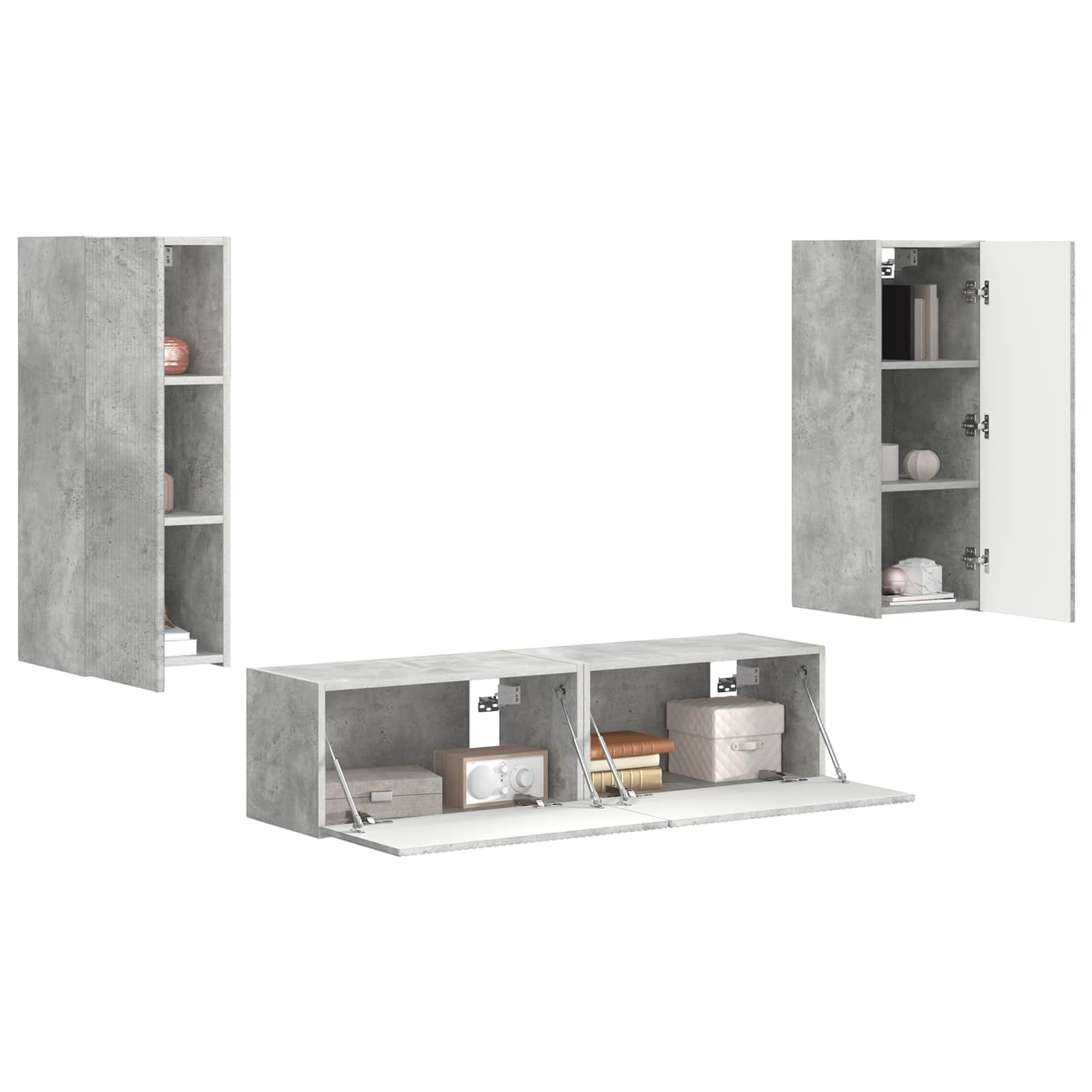 Set TV komoda Zidne 2 pcs Betonski sivi Konstruirano drvo