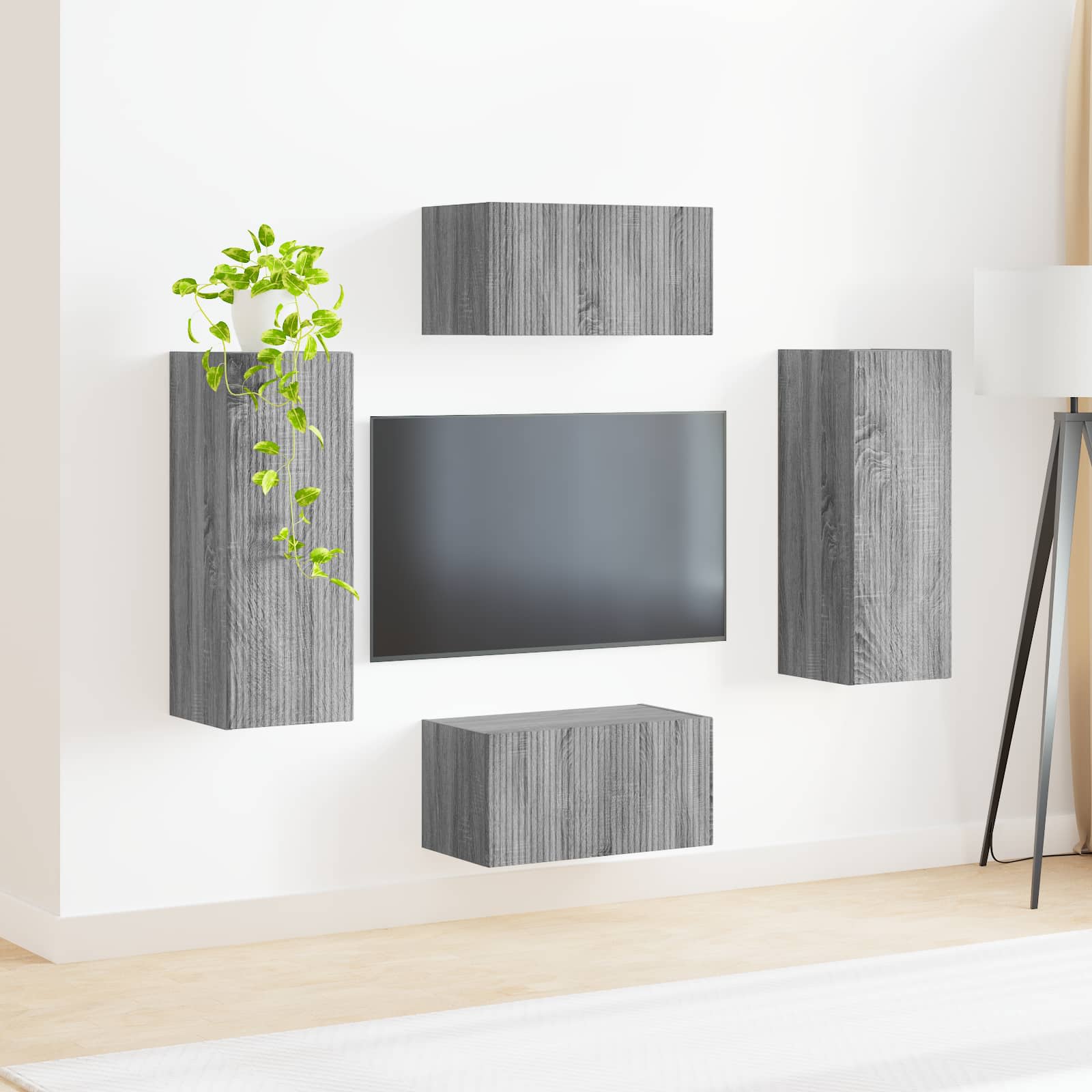 Set TV komoda Zidne 2 pcs Siva Sonoma Konstruirano drvo