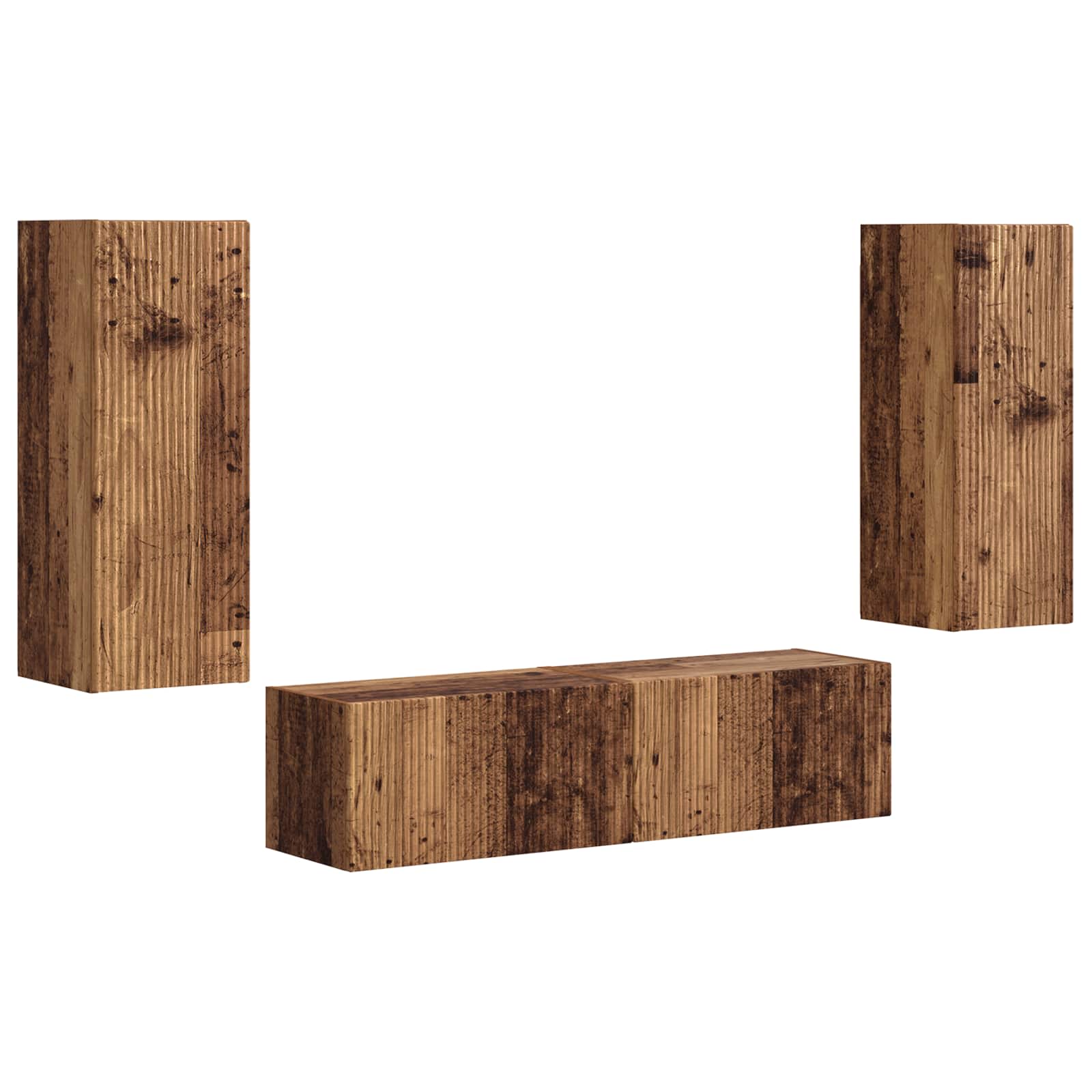 Set TV komoda Zidne 2 pcs Staro drvo Konstruirano drvo
