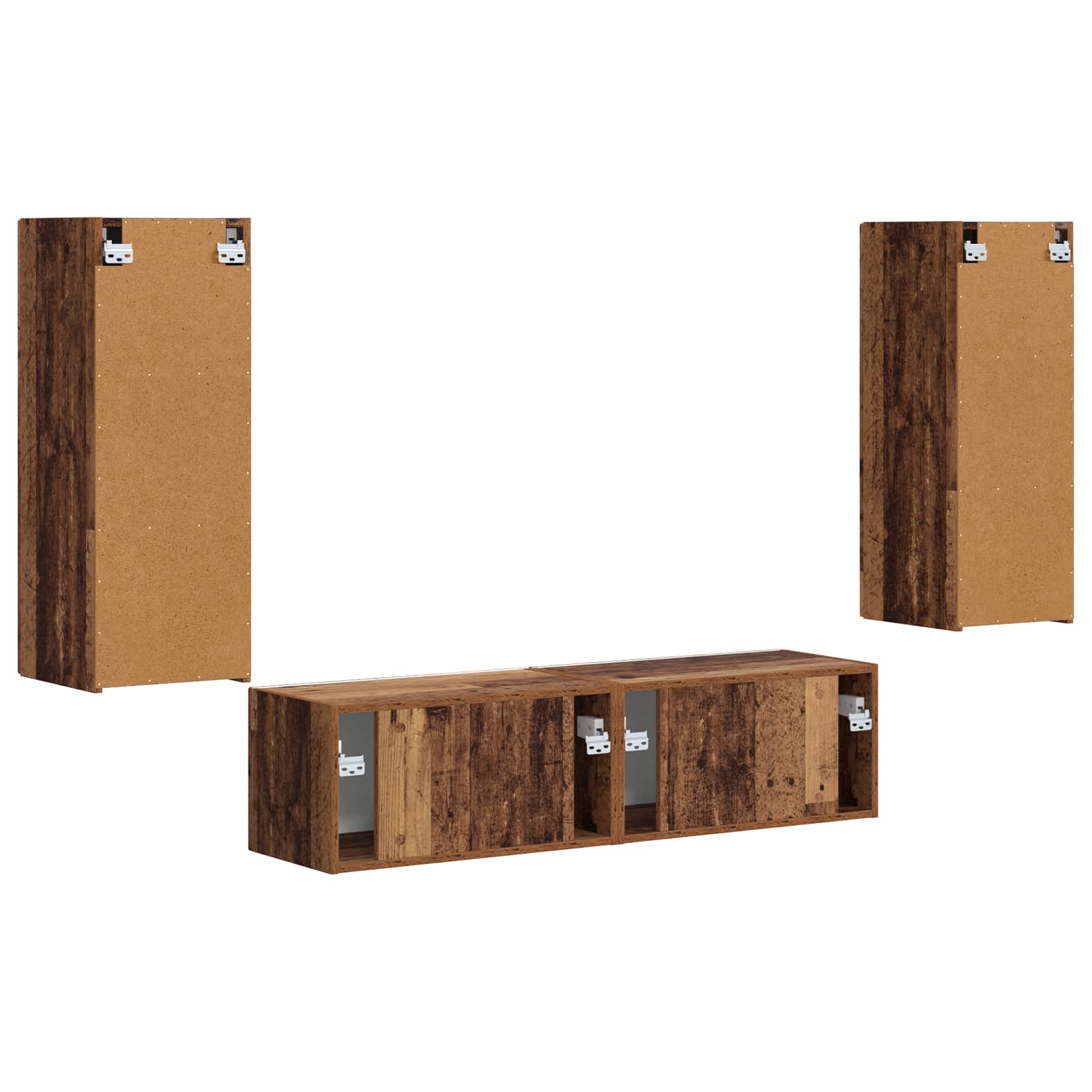 Set TV komoda Zidne 2 pcs Staro drvo Konstruirano drvo