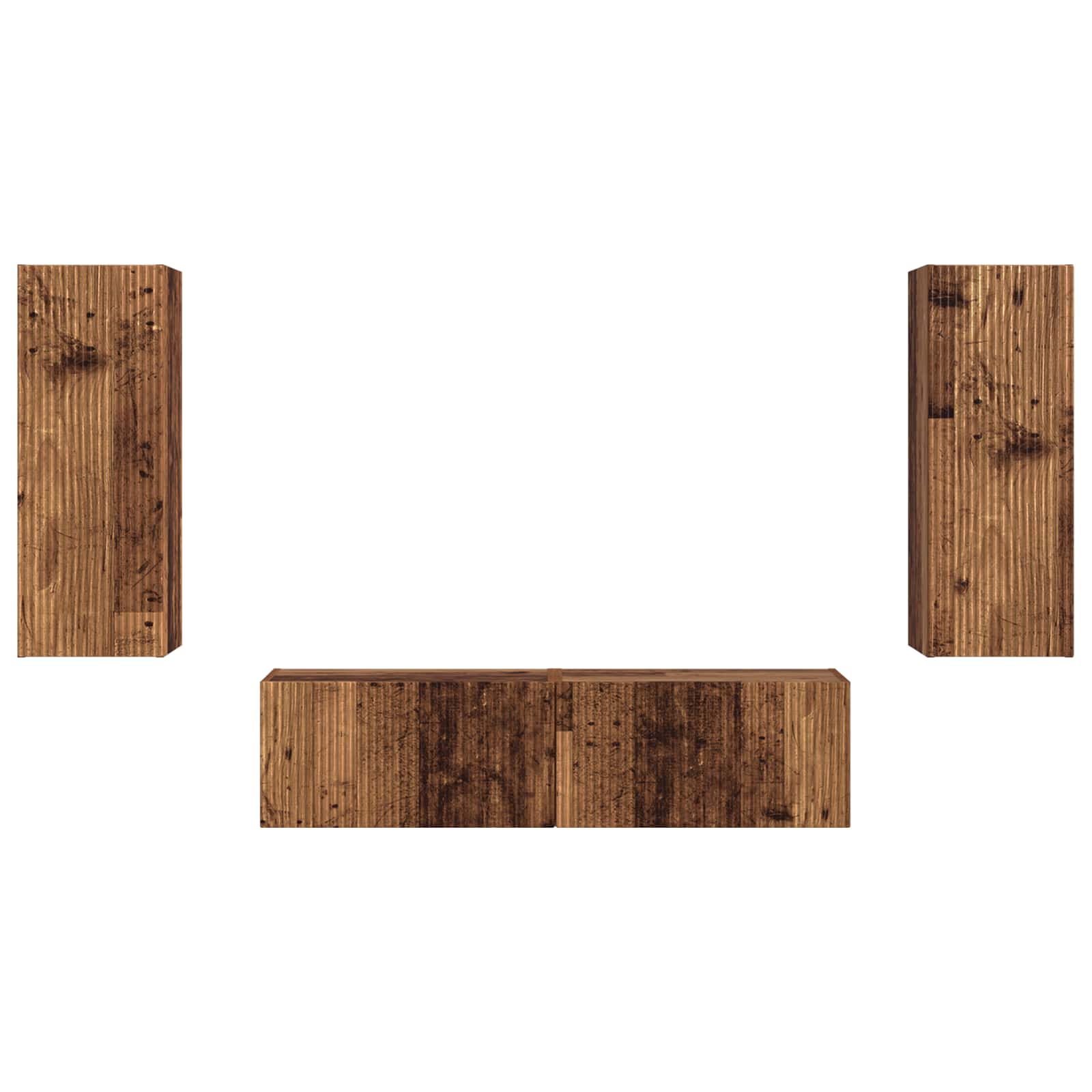 Set TV komoda Zidne 2 pcs Staro drvo Konstruirano drvo