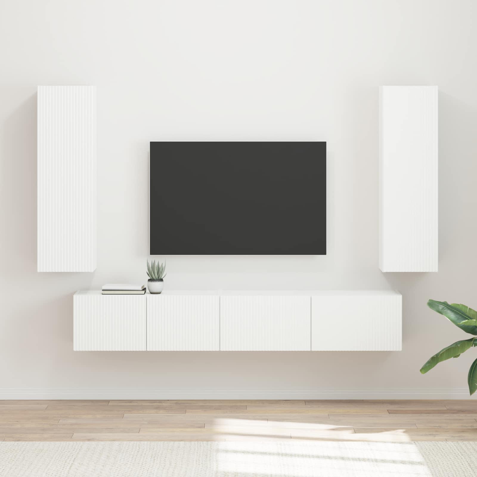 Set TV komoda Zidne 3 pcs Bijelo Konstruirano drvo