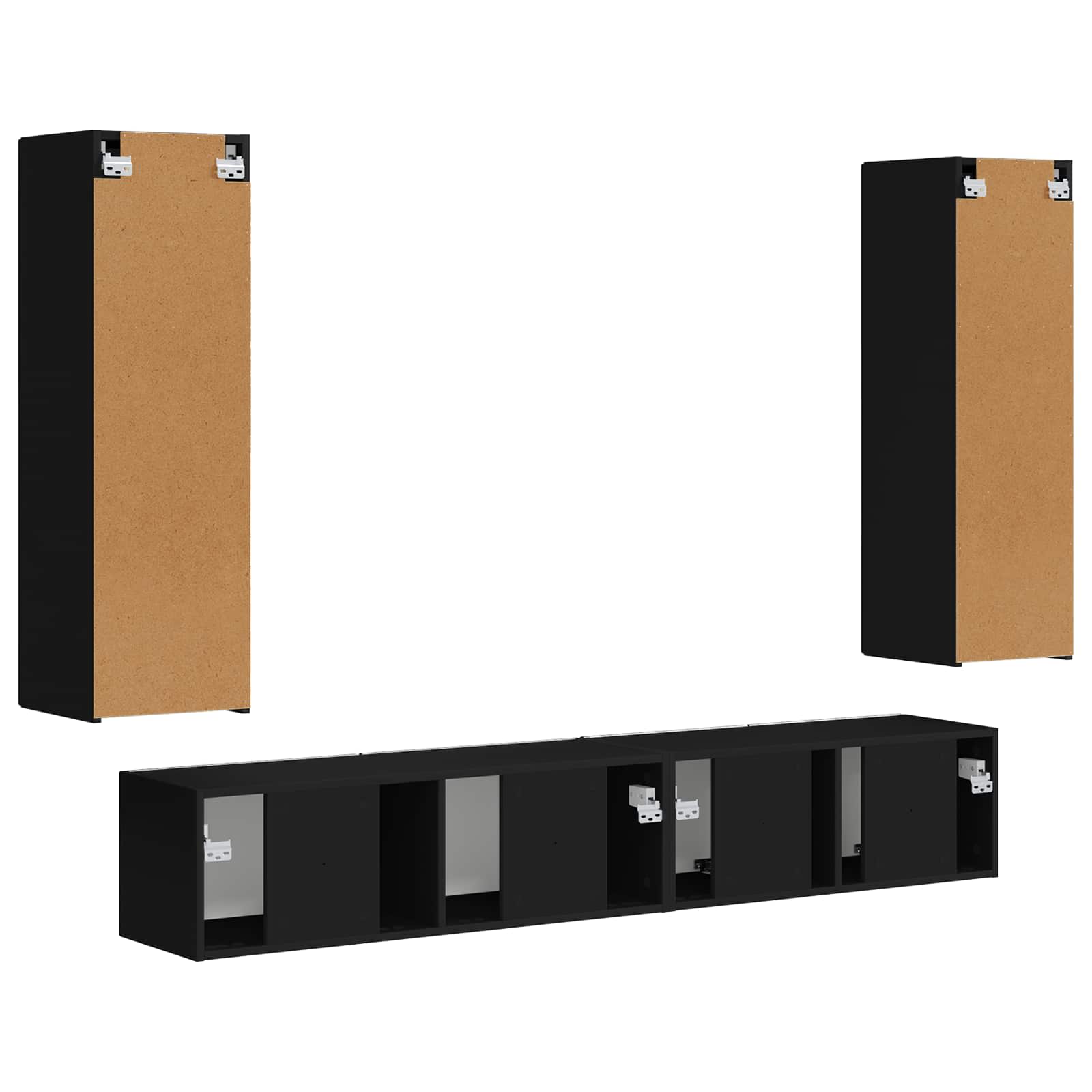 Set TV komoda Zidne 3 pcs Crna Konstruirano drvo