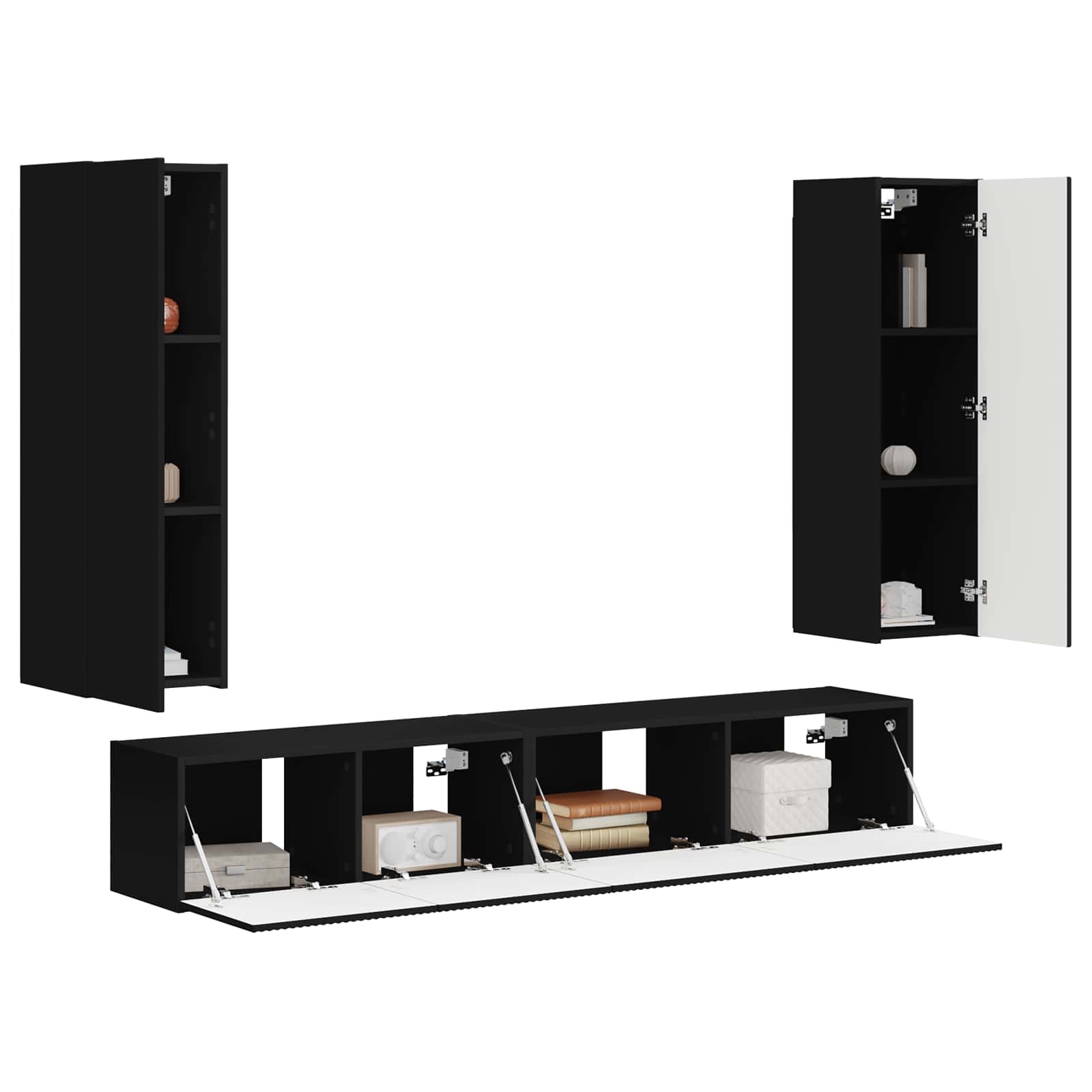 Set TV komoda Zidne 3 pcs Crna Konstruirano drvo